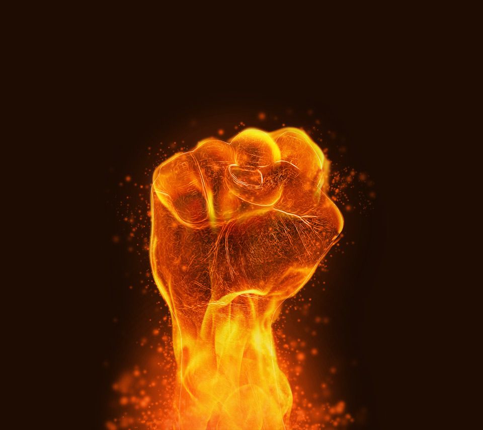 Fire Fist Power Tablet Phone Wallpaper Background Album Hand HD Wallpaper