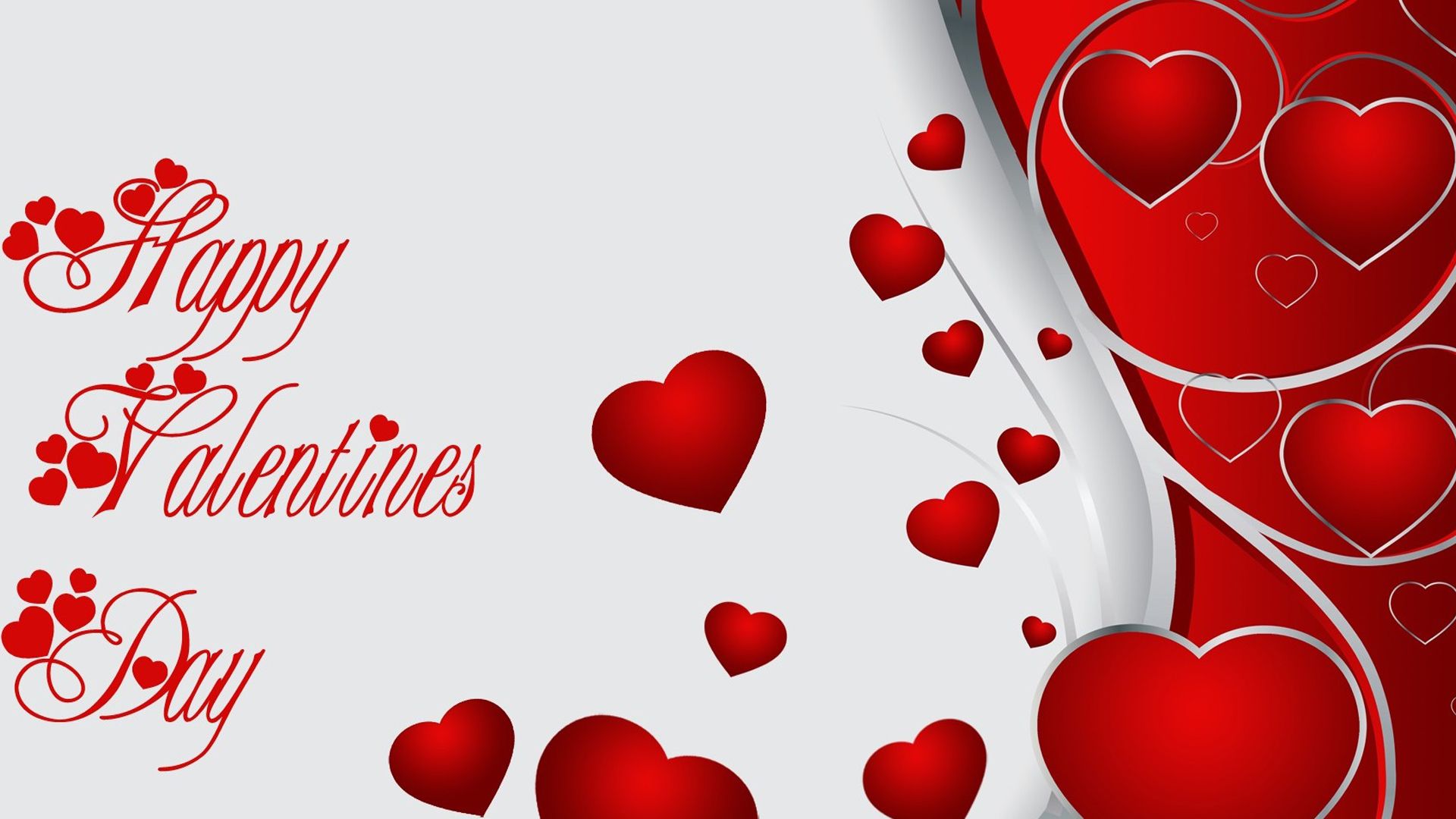 Happy Valentine's Day Word In White Background With Red Hearts HD Valentine Wallpaper