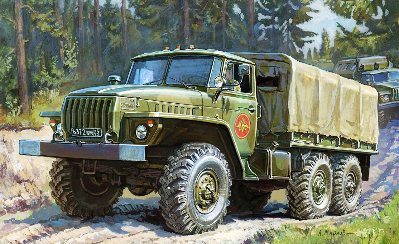 Desktop Wallpaper Trucks Ural Painting Art Army