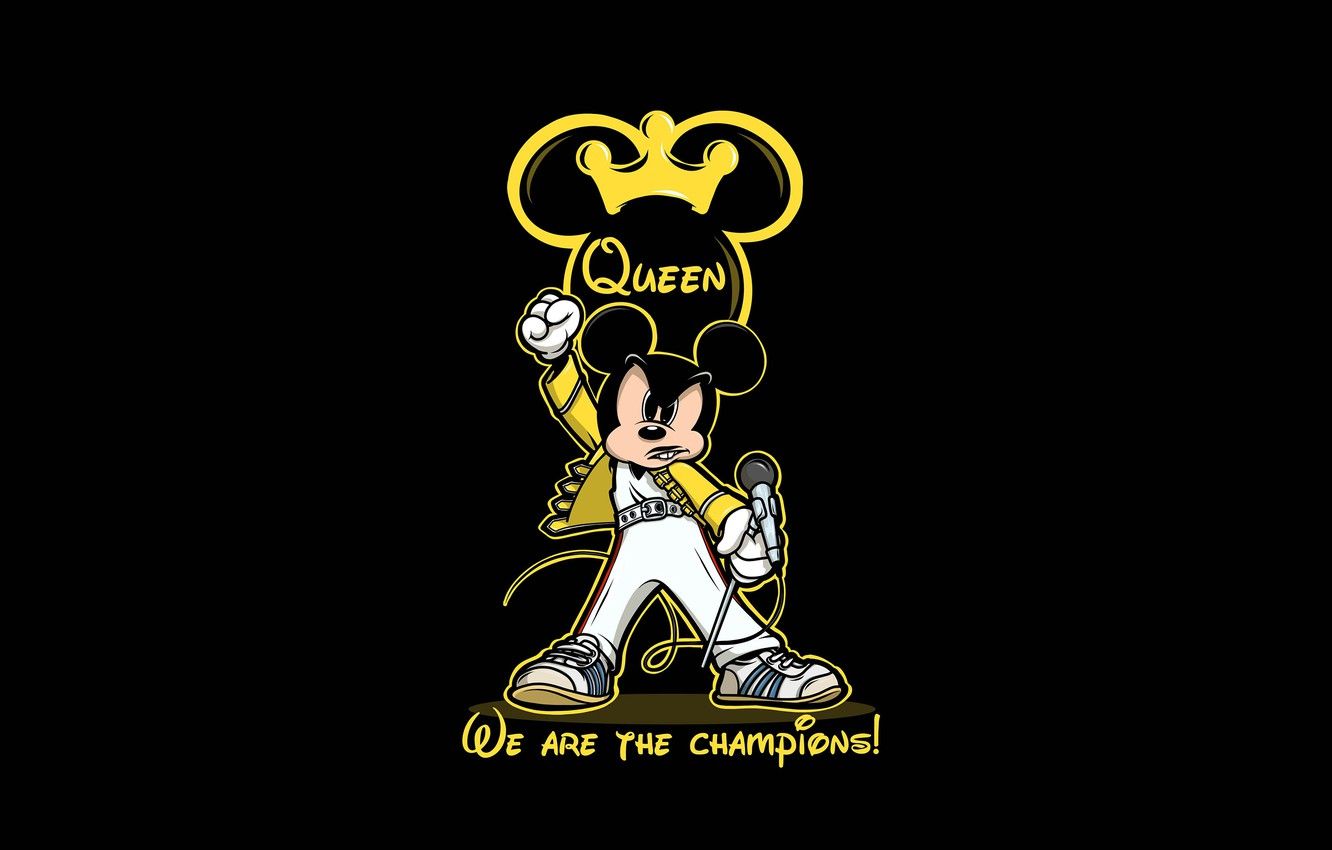 Wallpaper Figure, Background, Rock, Art, Rock, Queen, Mickey Mouse, Mickey Mouse, Mickey, Illustration, Mouse, Freekandele Rodriguez, by Freekandele Rodriguez, We Are the Champions image for desktop, section минимализм