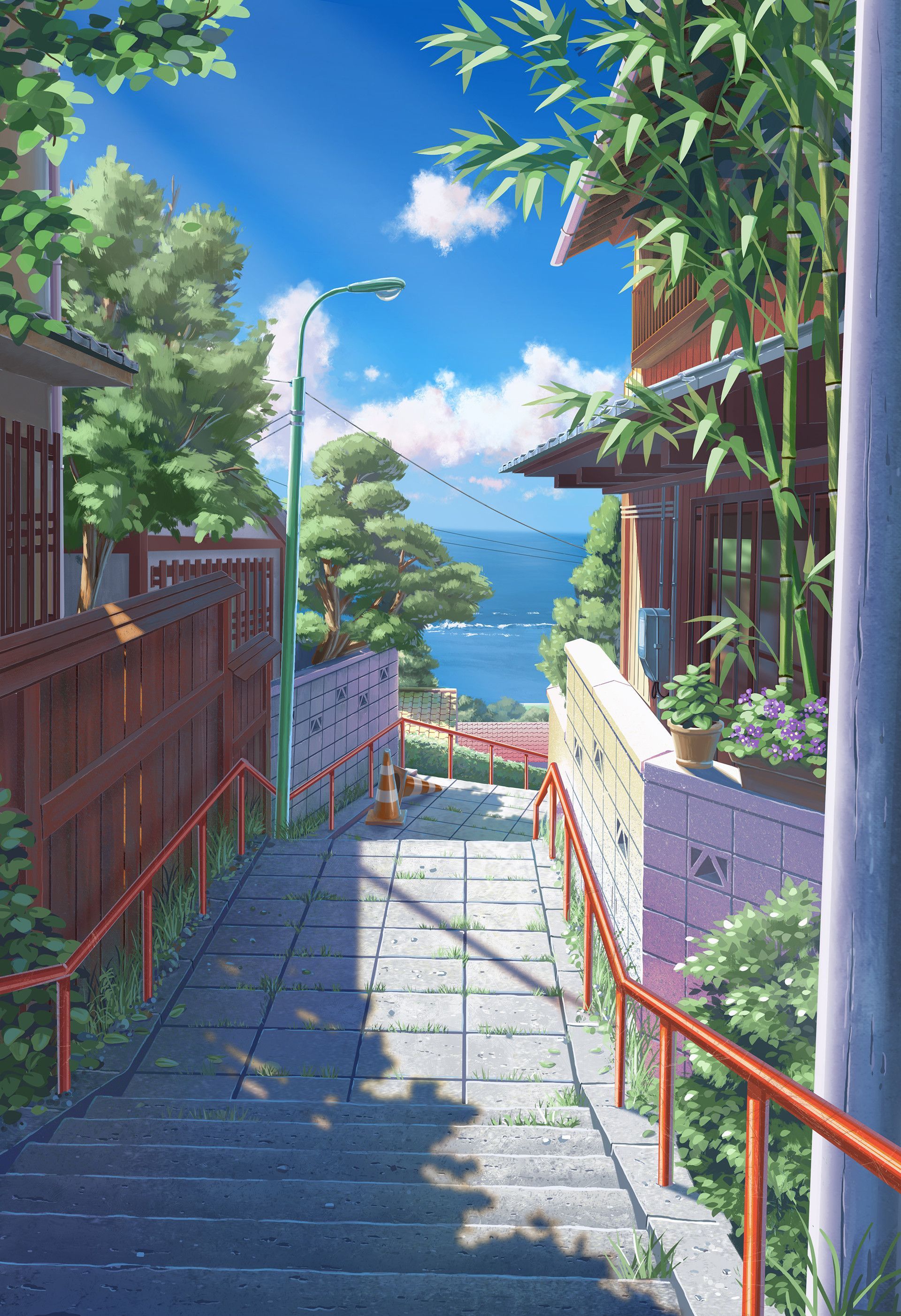 Summer Day #anime, #animebackground, #scenery, #city, #japan, j#japanese, #art, #illustrati. Anime scenery wallpaper, Anime scenery, Anime background wallpaper