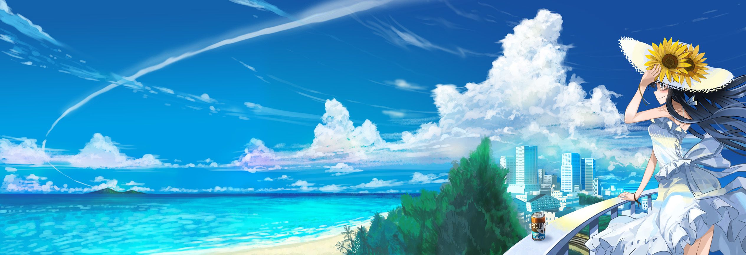 Summer High Resolution Anime Scenery Wallpaper