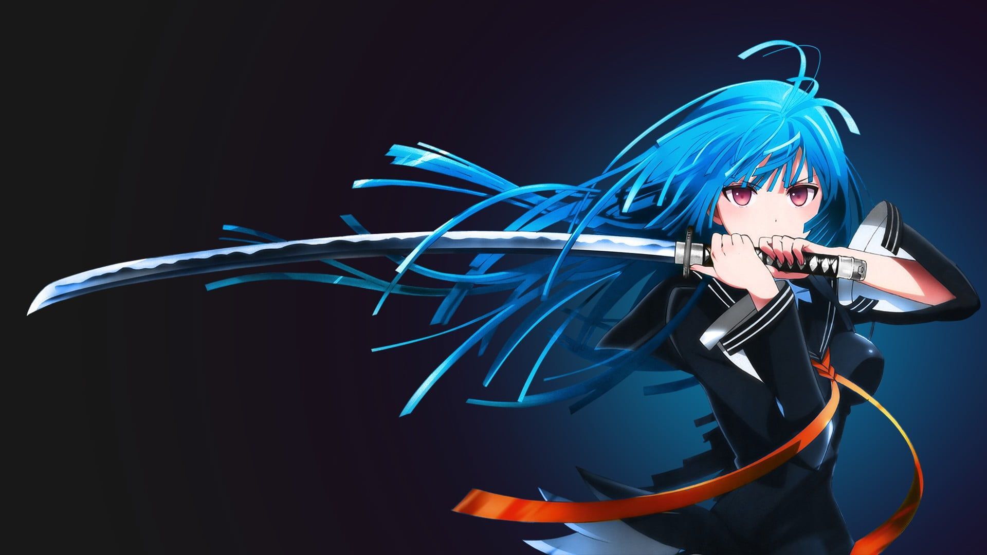 Blue Haired Female Anime Character #katana Kisara Tendo Black Bullet Anime Girls #anime #sword Blue Hair Long Hair P #wallpaper #hdwallpa. 壁紙 Hd, 壁紙 アニメ, 壁紙