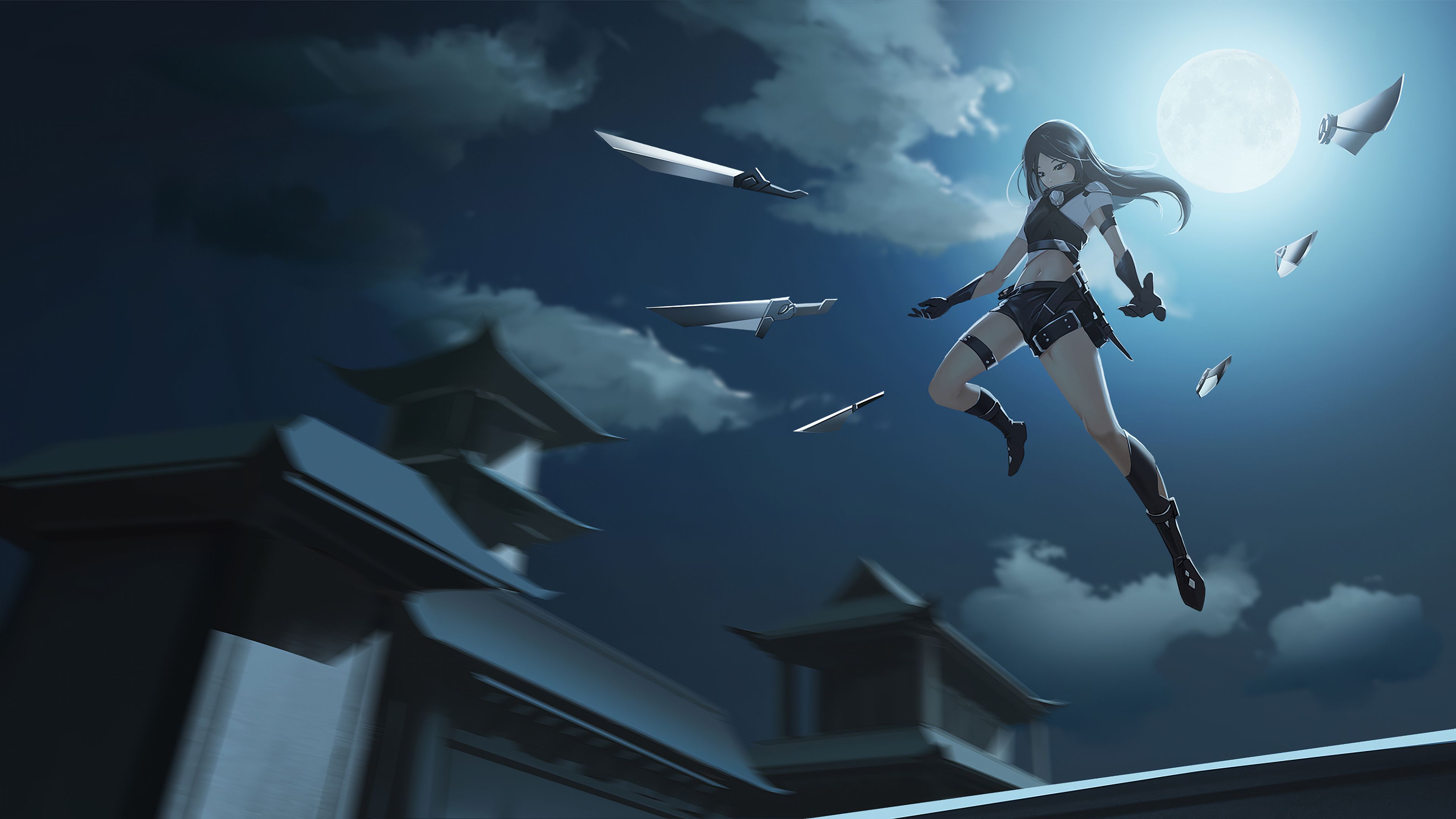 Anime Girl Attack Swords Small Weapons 4k, HD Anime, 4k Wallpaper, Image, Background, Photo and Picture