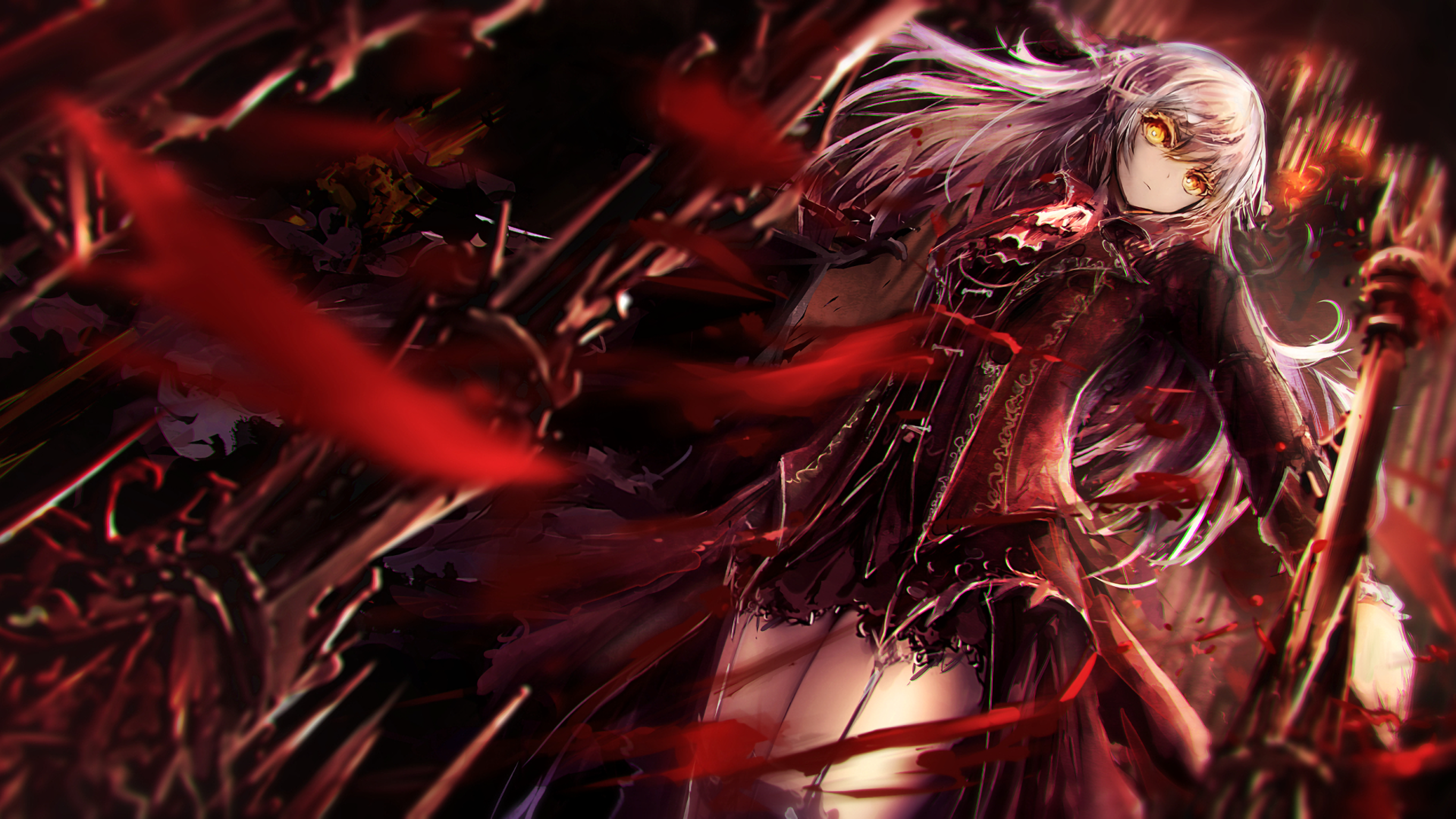 Download 3840x2160 Anime Girl, Worm View, Dress, Sword Wallpaper for UHD TV
