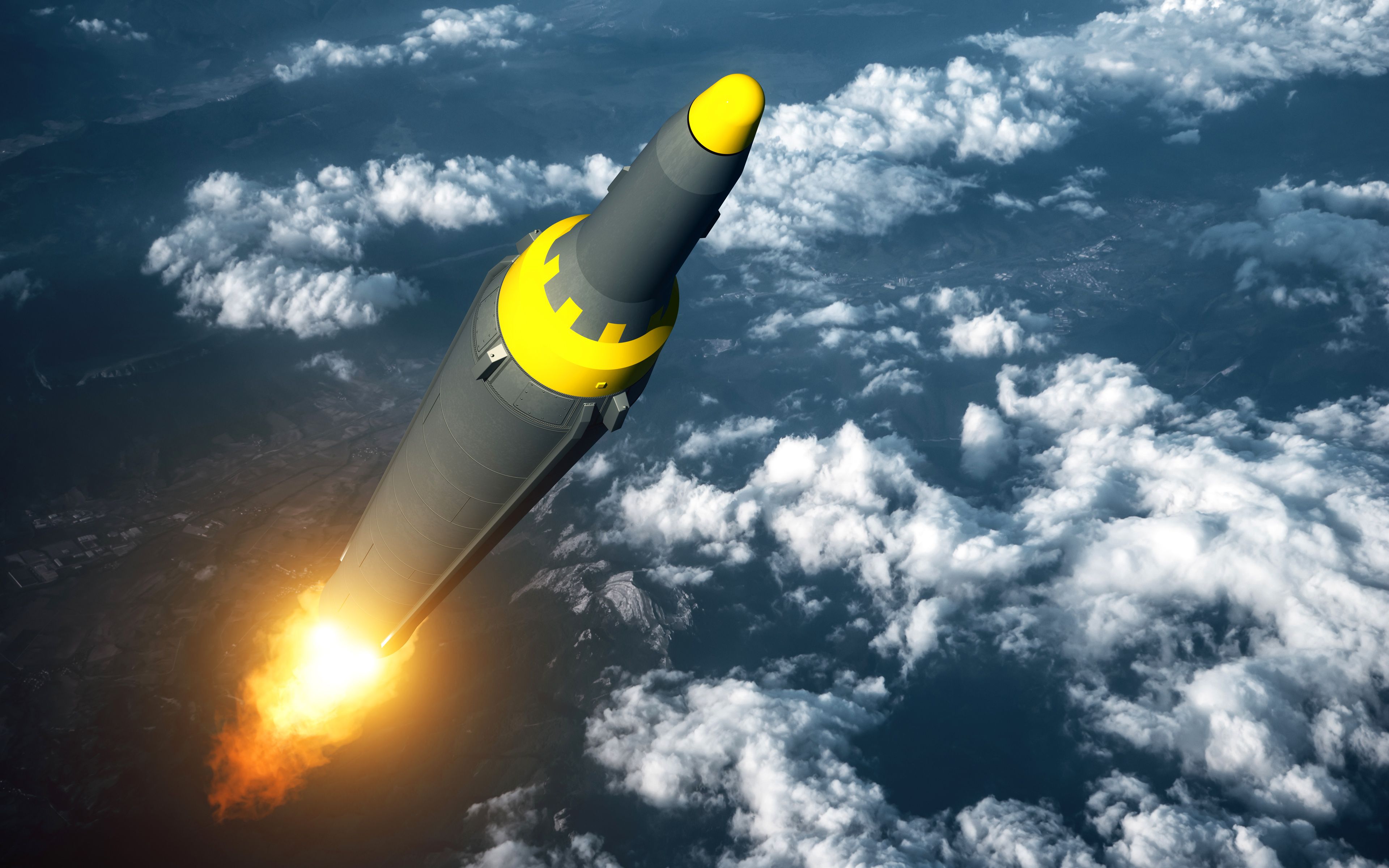 Download wallpaper ICBM, 4k, atomic bomb, missile, nuclear weapons, rocketship for desktop with resolution 3840x2400. High Quality HD picture wallpaper
