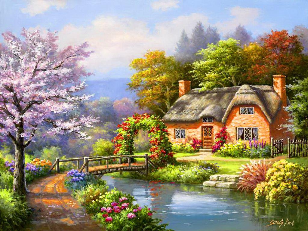 Spring Cottage Wallpaper Free Spring Cottage Background