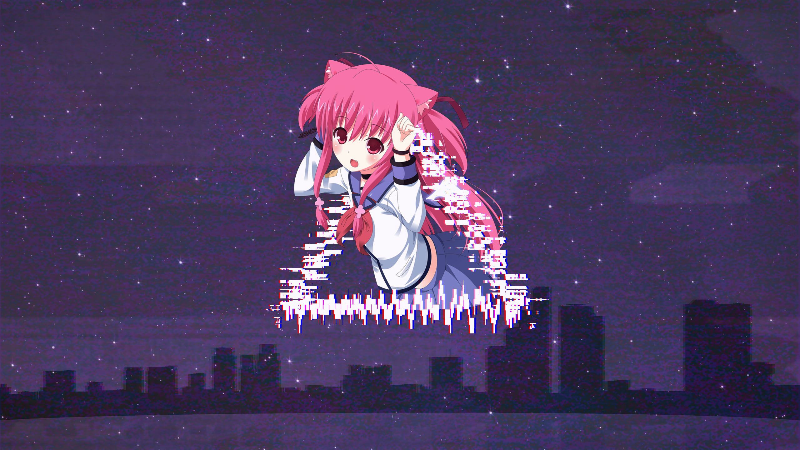Anime girls wallpaper, Yui (Angel Beats!), VHS, glitch art, nature, architecture • Wallpaper For You HD Wallpaper For Desktop & Mobile