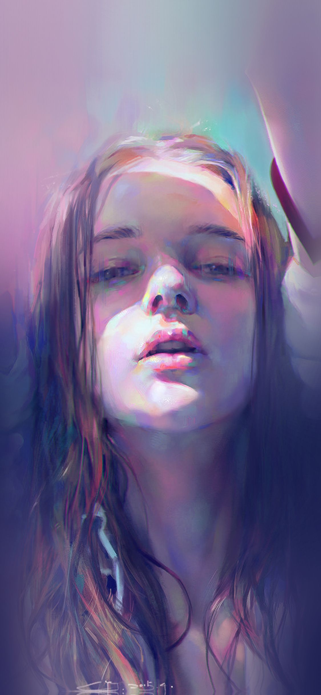 iPhone X wallpaper. girl anime pink illustration art