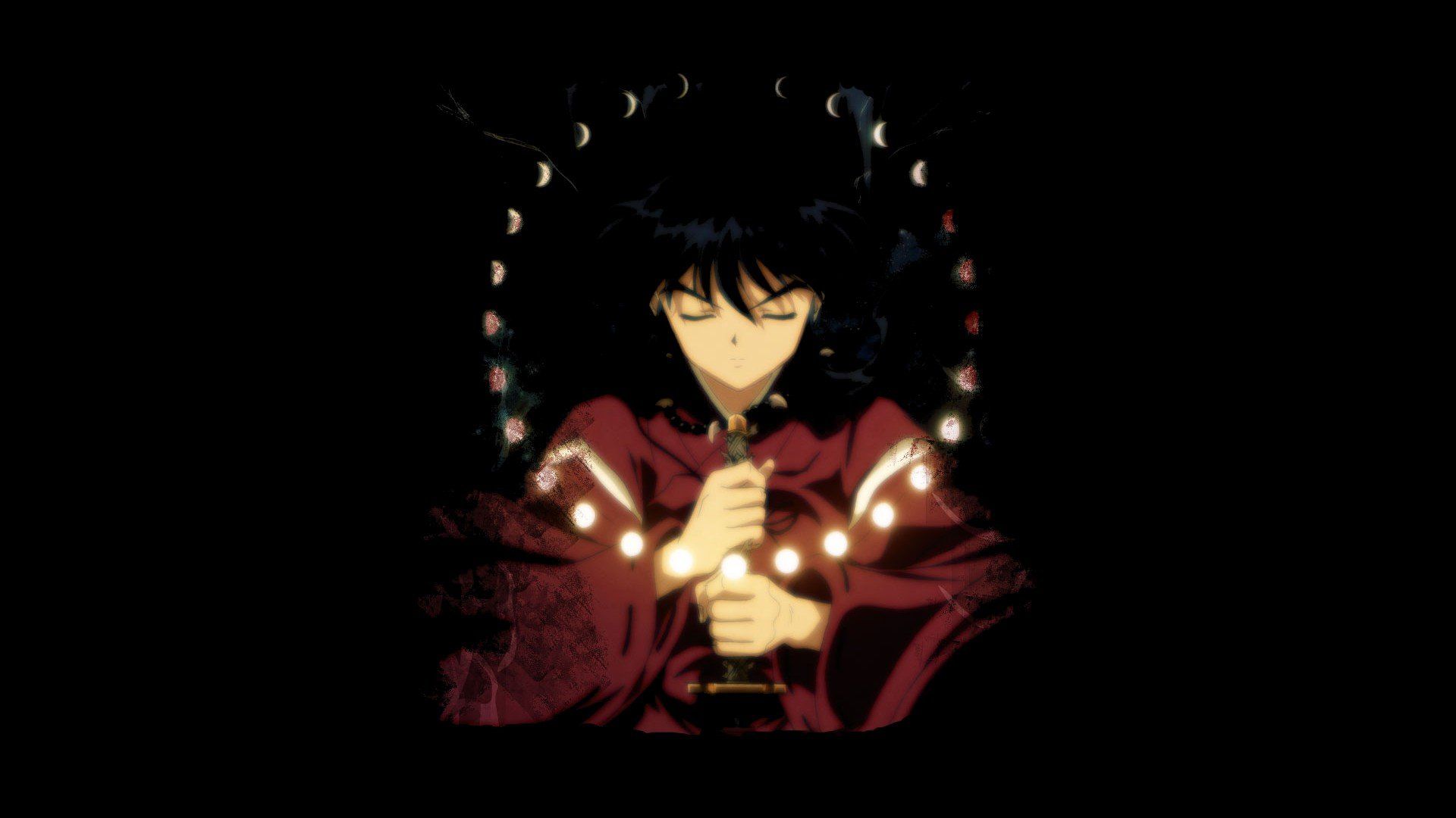 Black Moon human Inuyasha anime swords wallpaperx1080