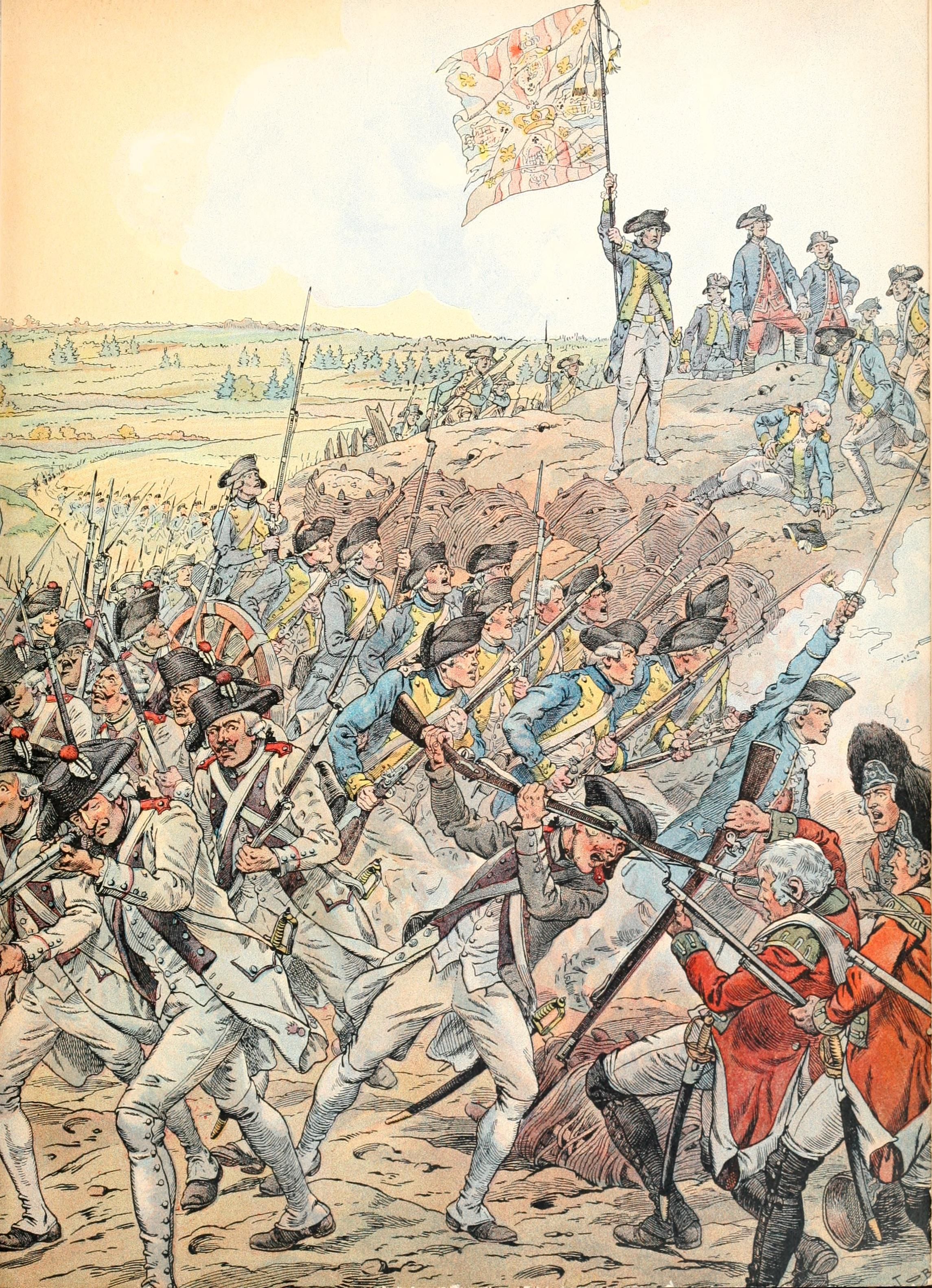 French carrying the British redoubts at Yorktown, by JOB. American revolutionary war, War art, American war of independence