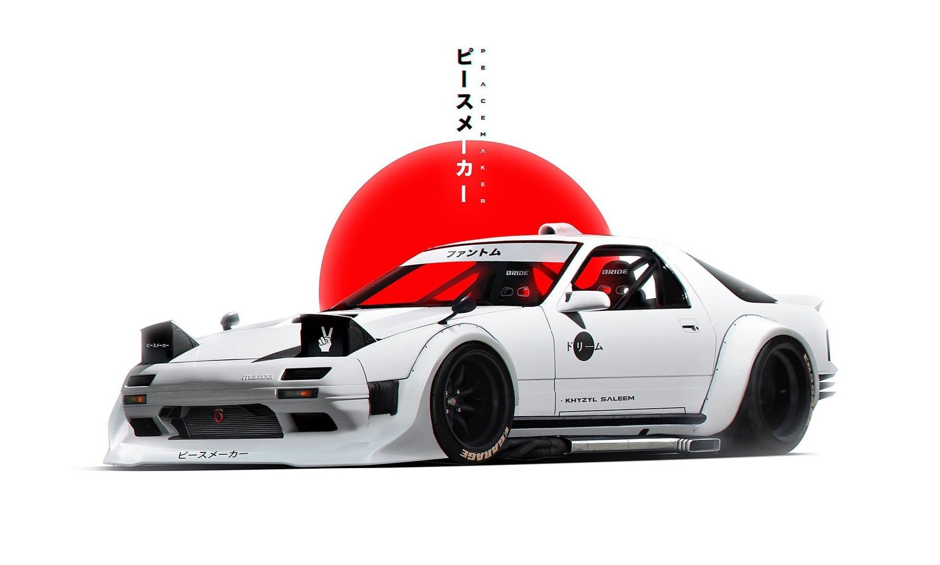 #JDM, #car, #simple background, #Mazda RX- #render, #white, #Japan, #artwork, #Khyzyl Saleem, wallpaper HD Wallpaper