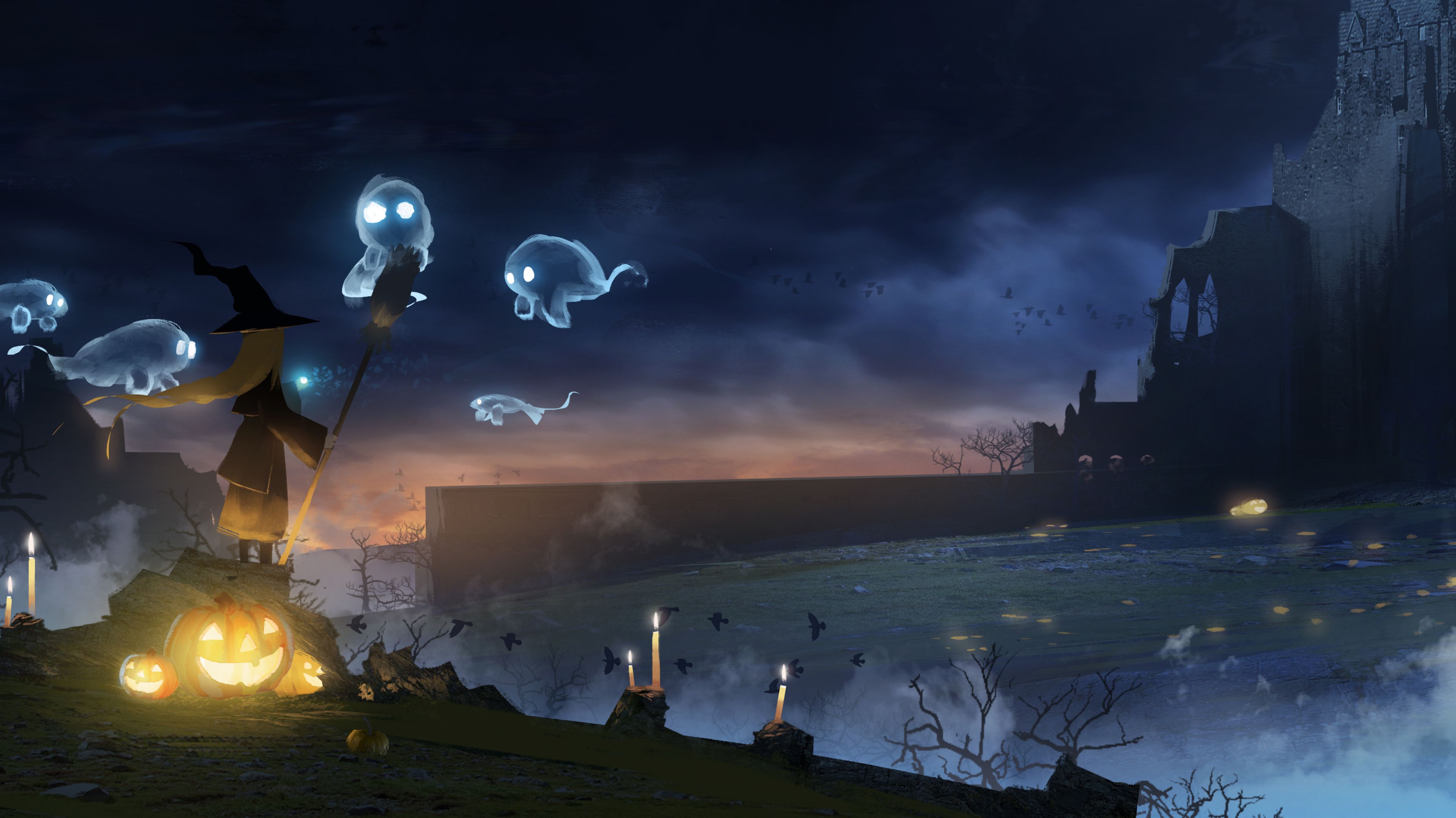 Broomstick Girl Wizard 4k Hd Wallpaper, Digital Art Wallpaper, Artwork Wallpaper, Artist Wa. HD Anime Wallpaper, Background Image Wallpaper, Anime Wallpaper