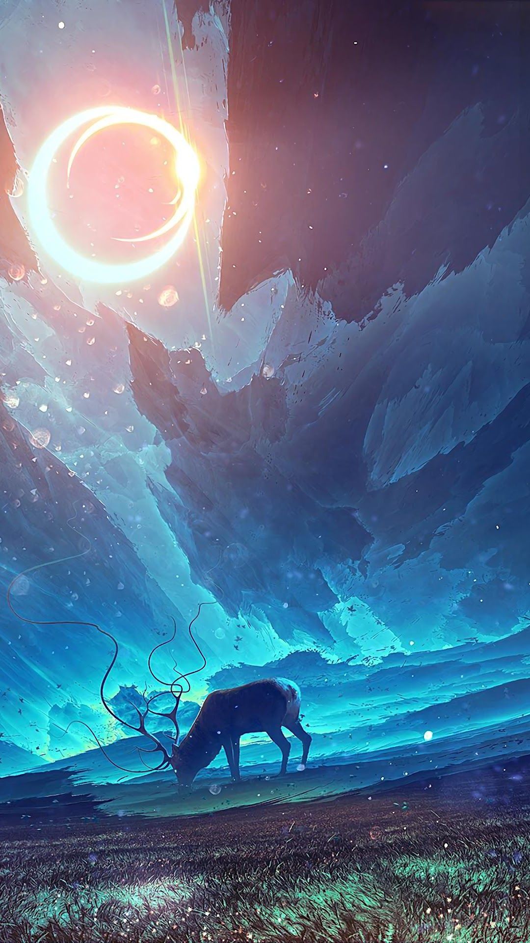 Fantasy World Full Moon Mountain Scenery 4K Wallpaper iPhone HD Phone 5810f