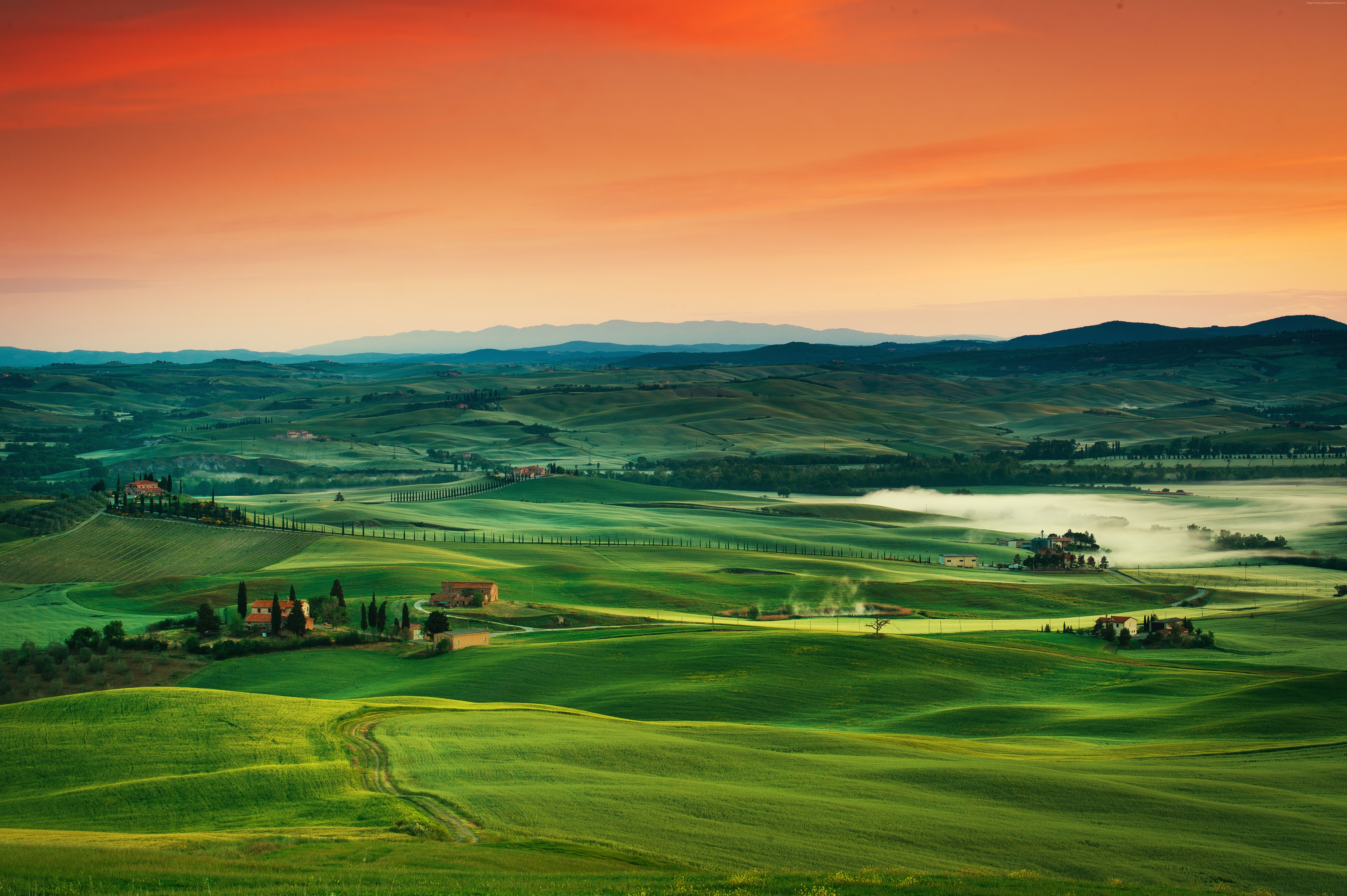 #Italy, #Tuscany, #landscape, k, #sunset, #village, k wallpaper, #grass, #field, #sky, k. Mocah HD Wallpaper