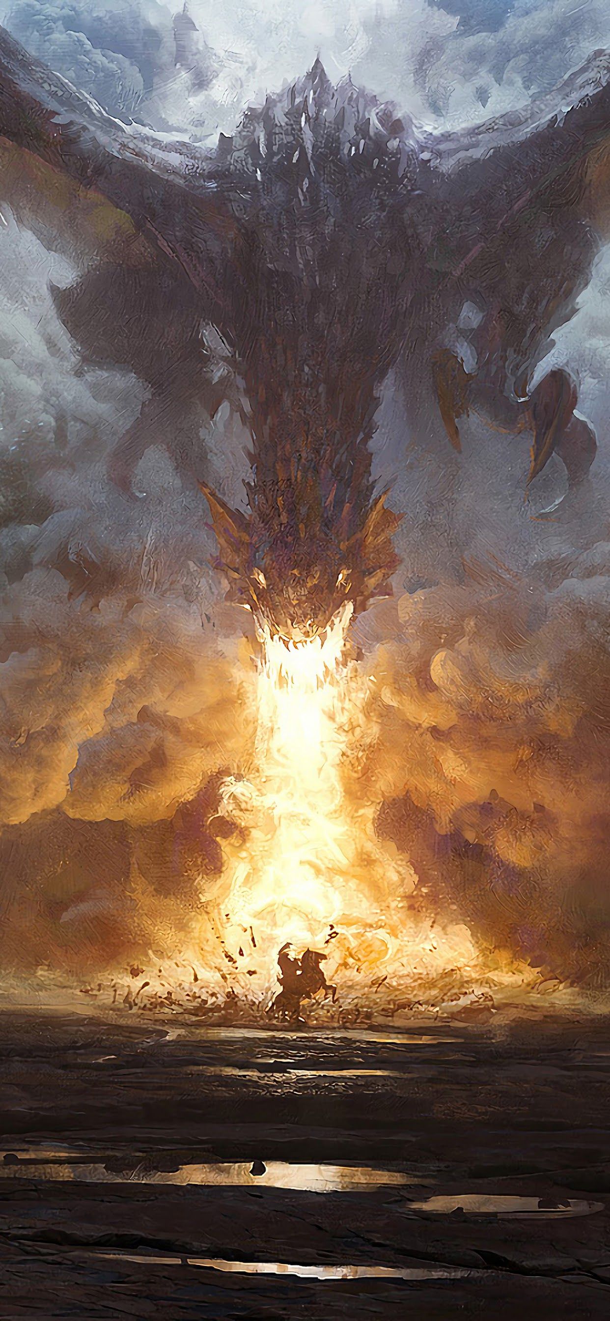 Dragon Fire Breath Fantasy Art 4K Wallpaper