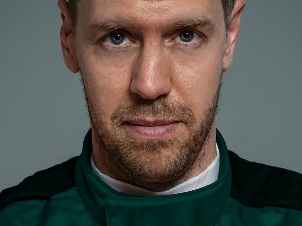 First image of Sebastian Vettel in Aston Martin green