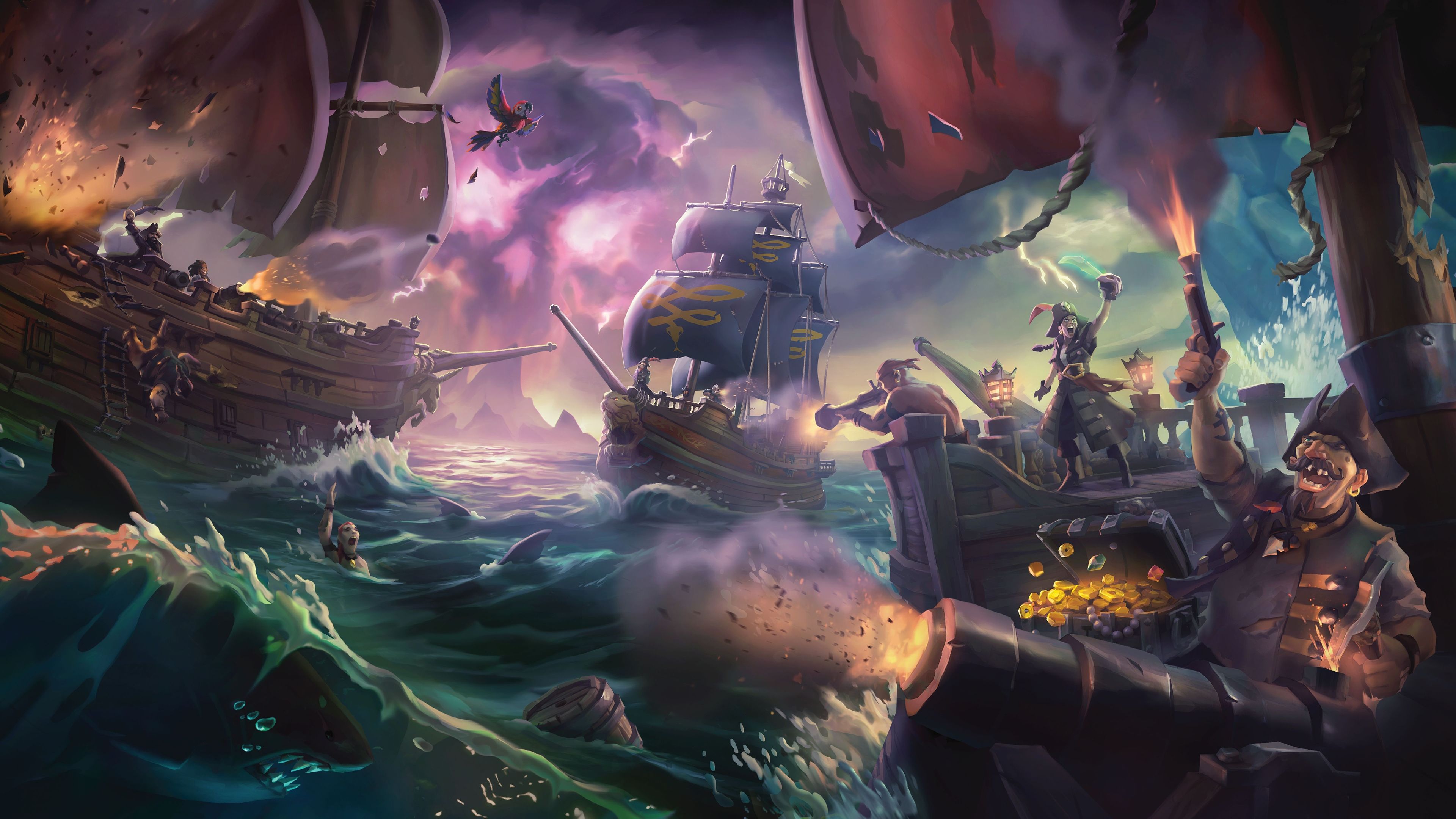 Sea of Thieves Ship Battle Pirates 4K