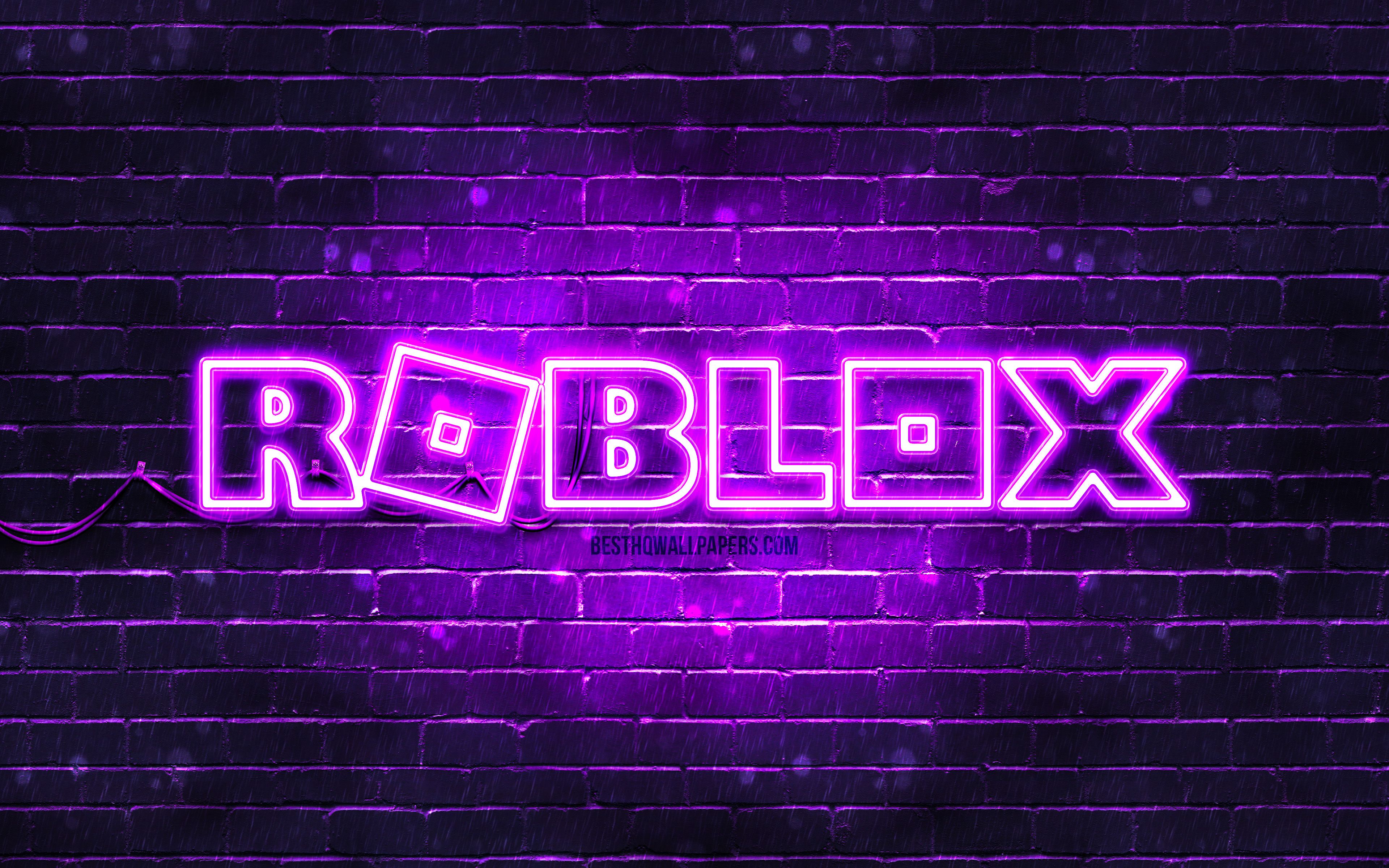 Download wallpapers Roblox violet logo, 4k, violet brickwall, Roblox logo, online games, Roblox neon logo, Roblox for desktop with resolution 3840x2400. High Quality HD pictures wallpapers