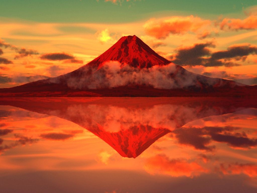 Download Wallpaper, Download 1024x768 beautiful mountain Red mountain reflection Wallpaper –Free Wallpaper Download
