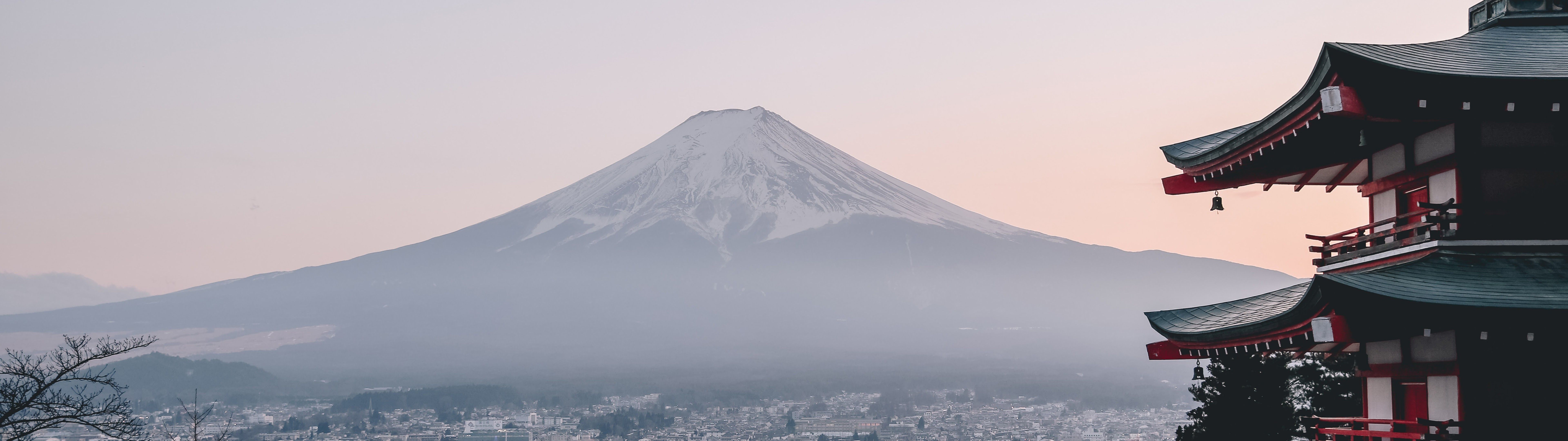 Mount Fuji City Japan Landscape Scenery 8K Wallpaper