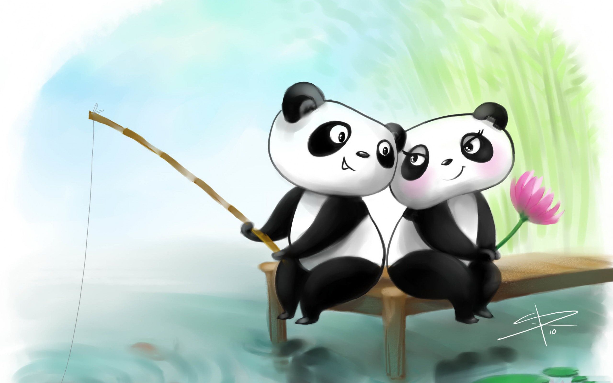 Free download Animated Fishing Pandas Couple Romantic HD Photo wallpaper [2560x1600] for your Desktop, Mobile & Tablet. Explore Animation Panda Wallpaper. Animation Panda Wallpaper, Animation Wallpaper, Panda Wallpaper