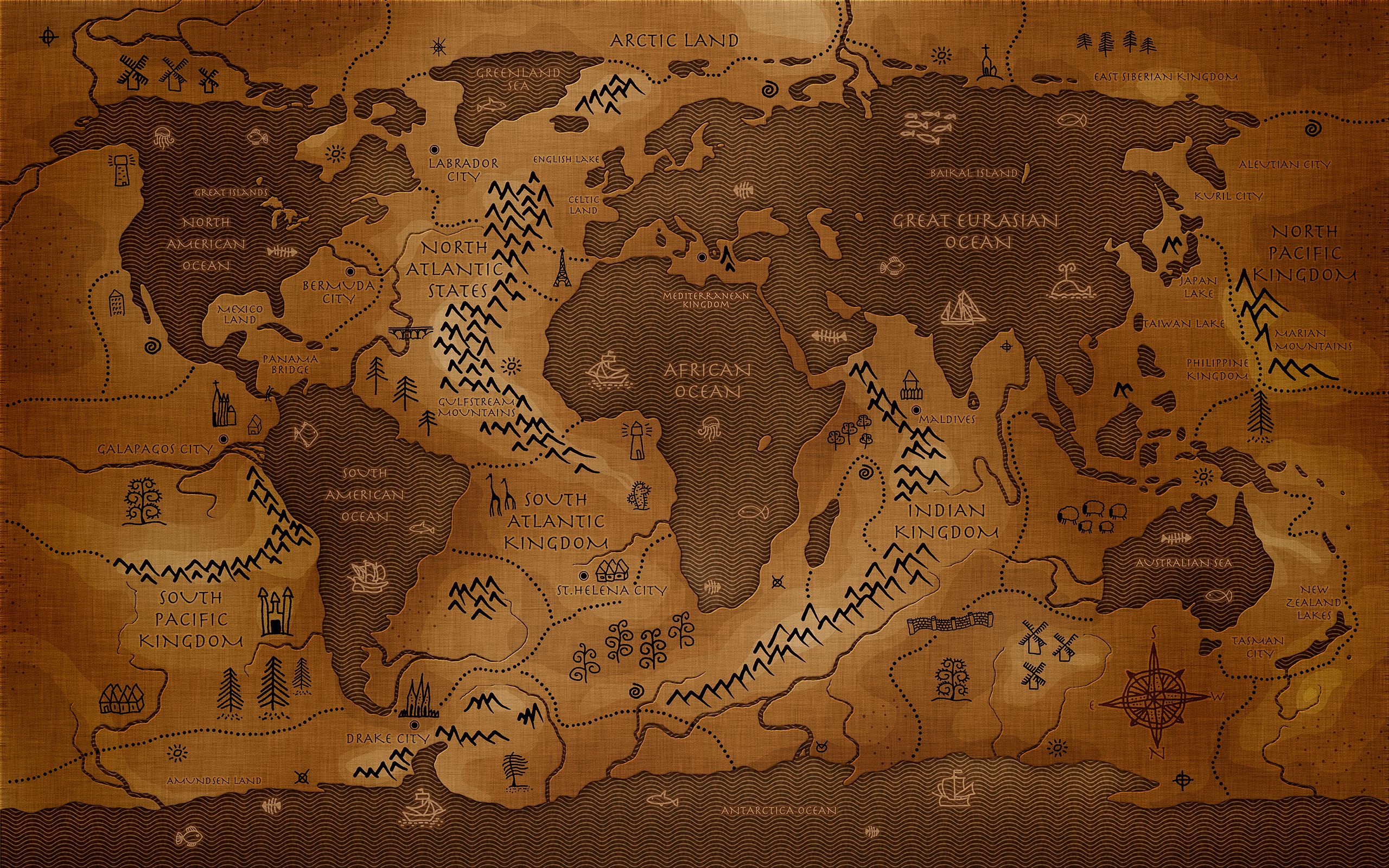 World Map Wallpaper Map Fantasy Style
