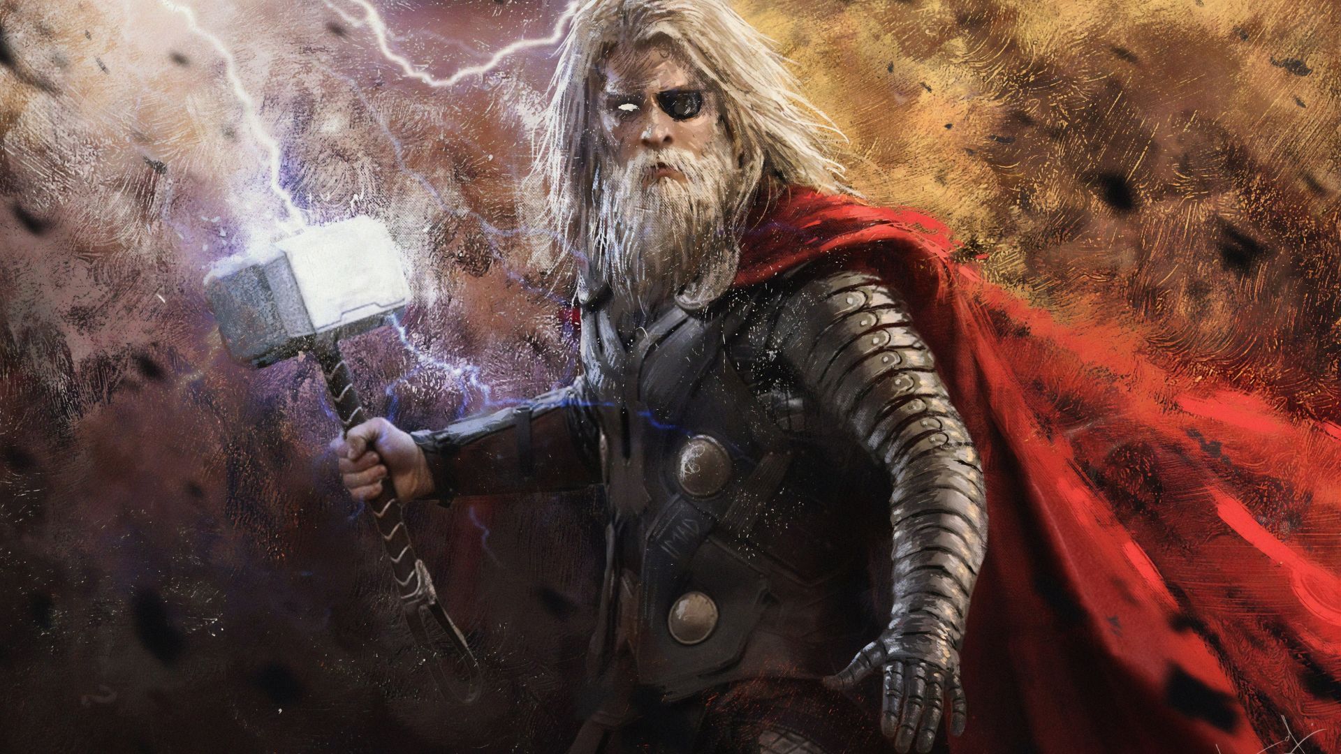 Desktop wallpaper old thor, superhero, fan art, HD image, picture, background, b02a12