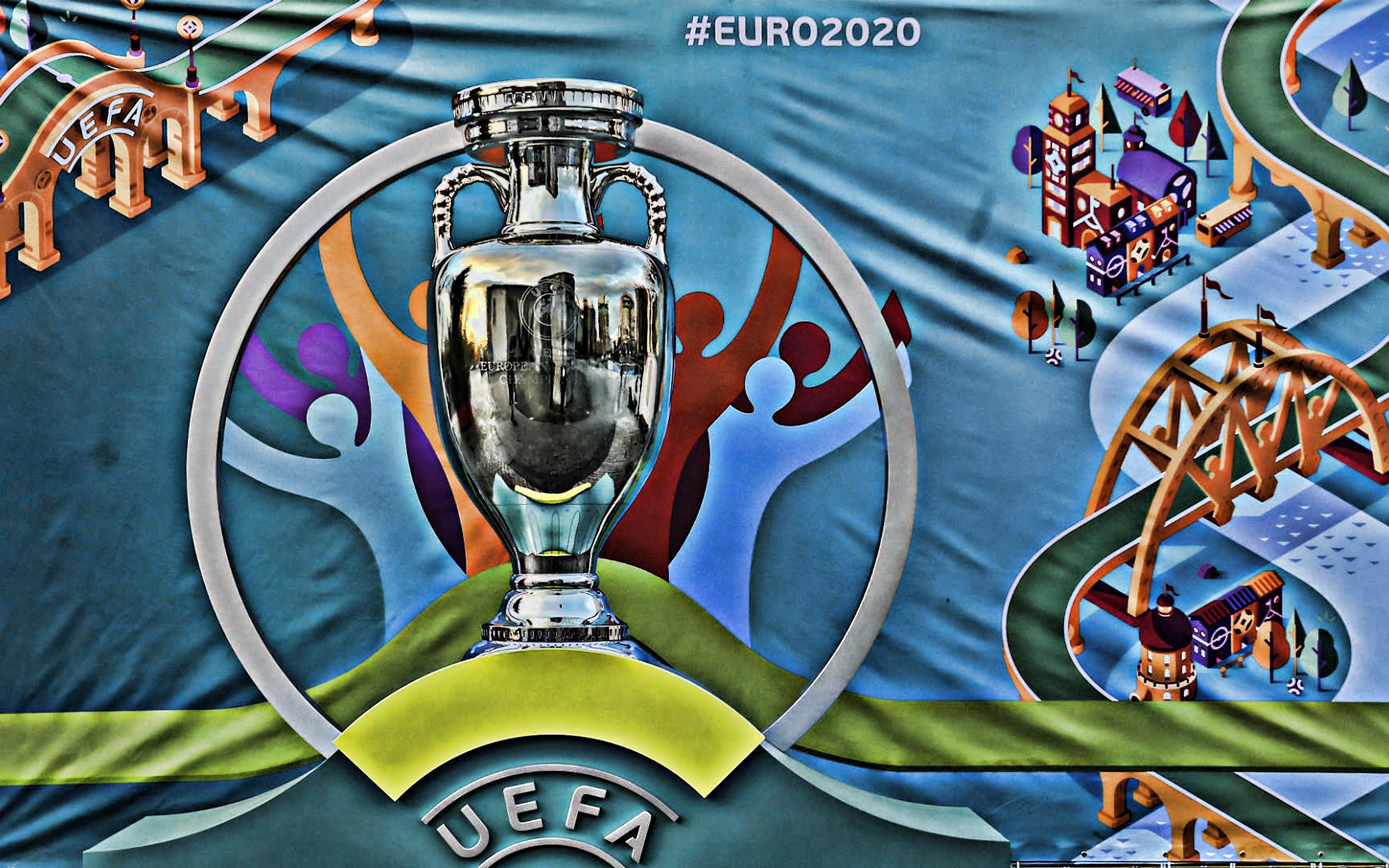Download wallpaper UEFA Euro award, silver cup, Euro football tournament, Europe, 2020 UEFA European Football Championship for desktop with resolution 2560x1600. High Quality HD picture wallpaper
