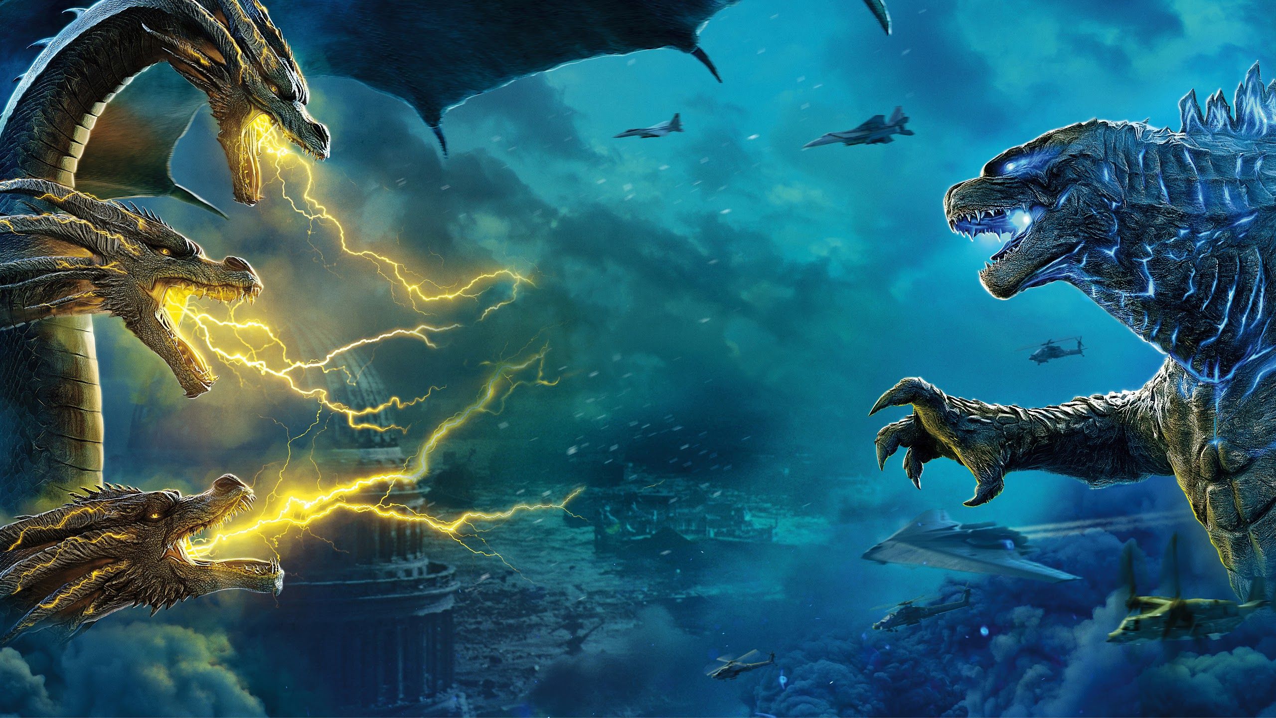King Ghidorah vs. Godzilla Godzilla: King of the Monsters 8K Wallpaper