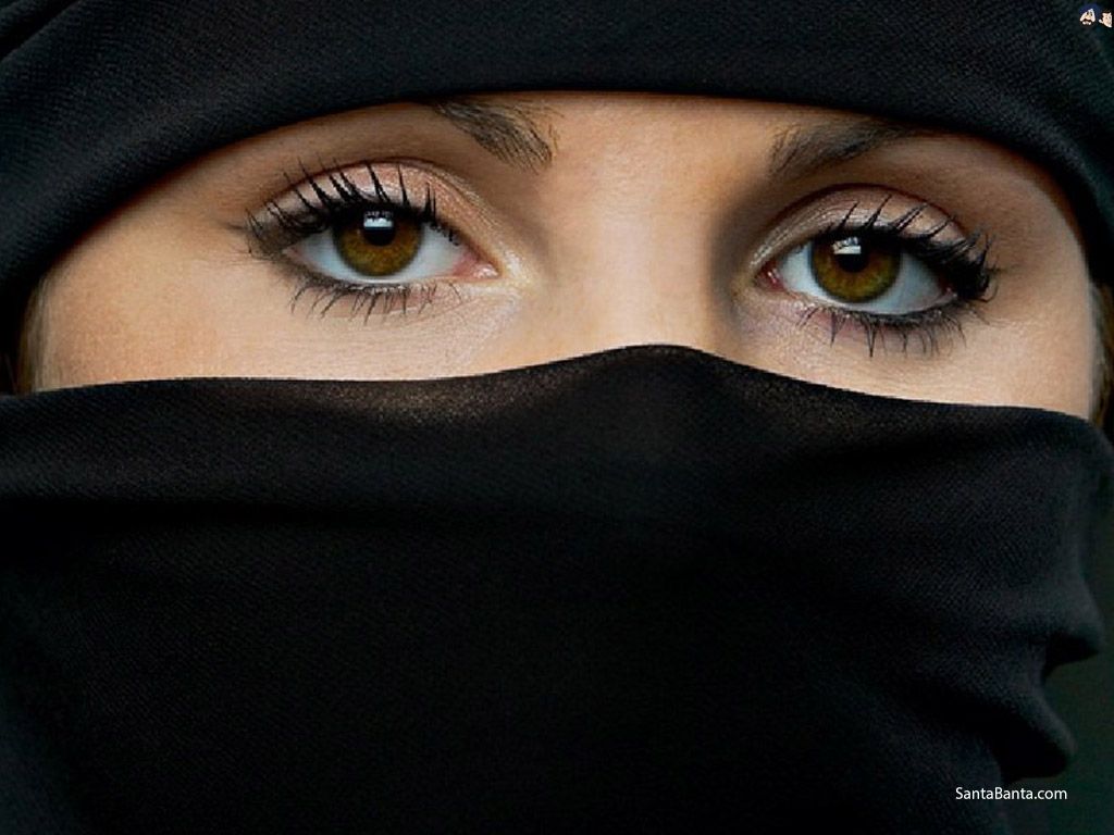 Beautiful Arab girl wearing black Hijab
