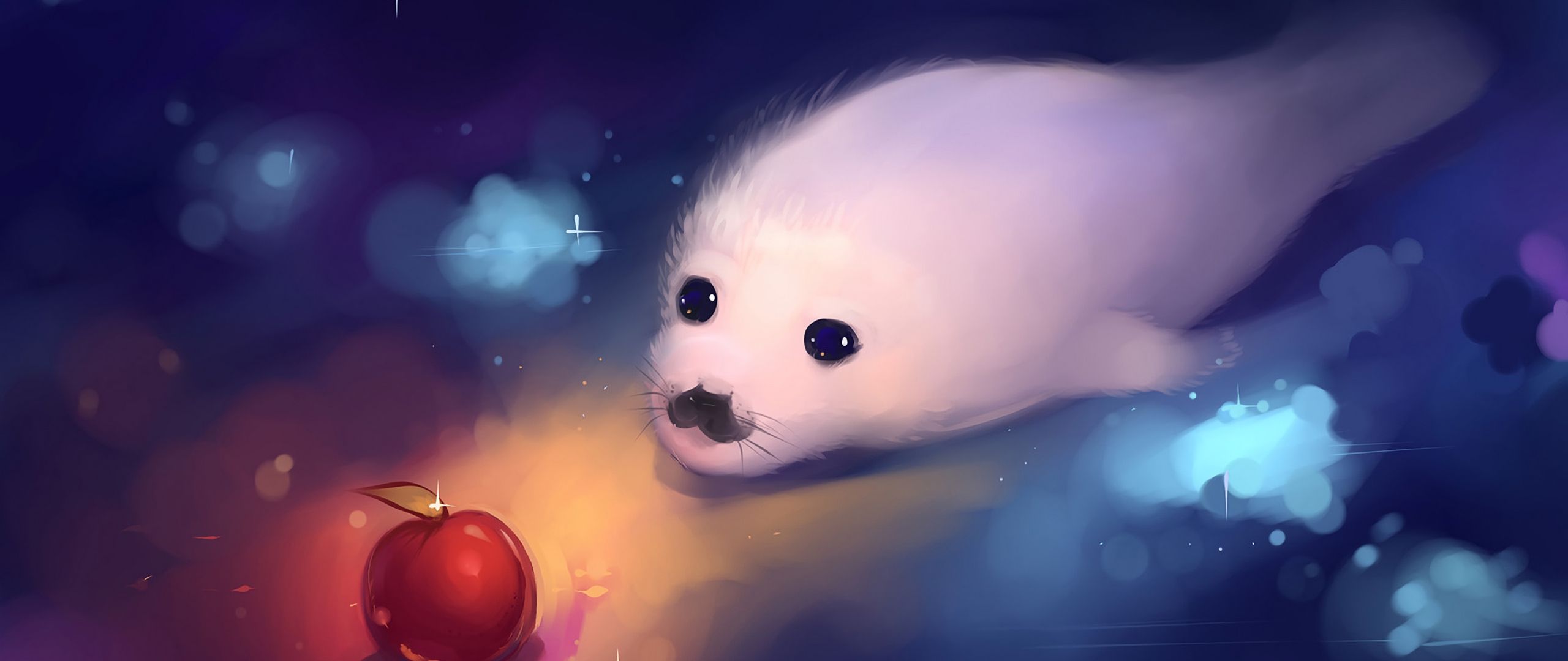 Wallpaper Fur Seal, Cute, Art, Apple
