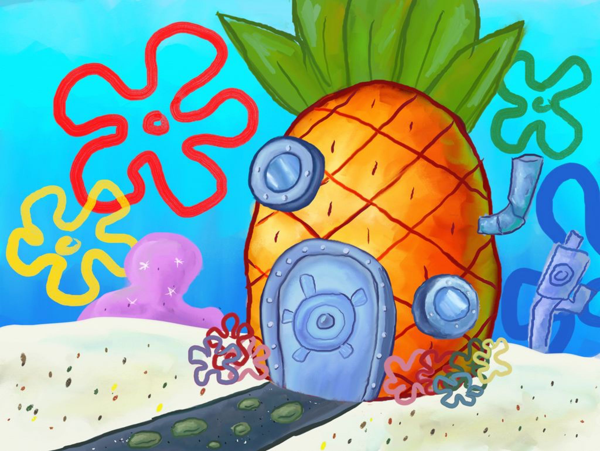 Pin by halema on  spongebob buildings  places   Spongebob painting Spongebob  wallpaper Spongebob house