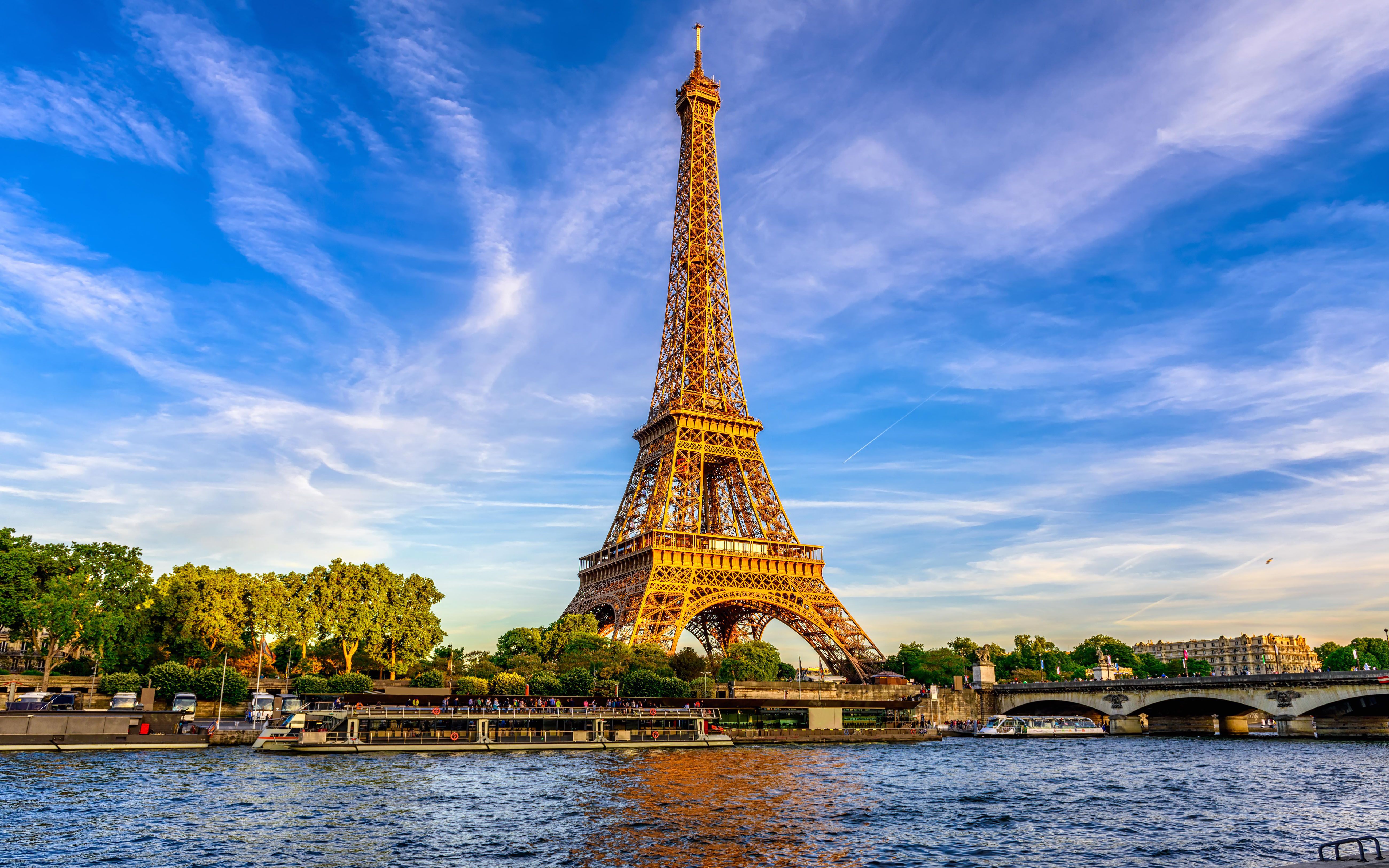 European Cities Eiffel Tower And River Seine Paris France 4k Ultra HD Wallpaper For Desktop Laptop Tablet Mobile Phones And Tv 5200х3250, Wallpaper13.com