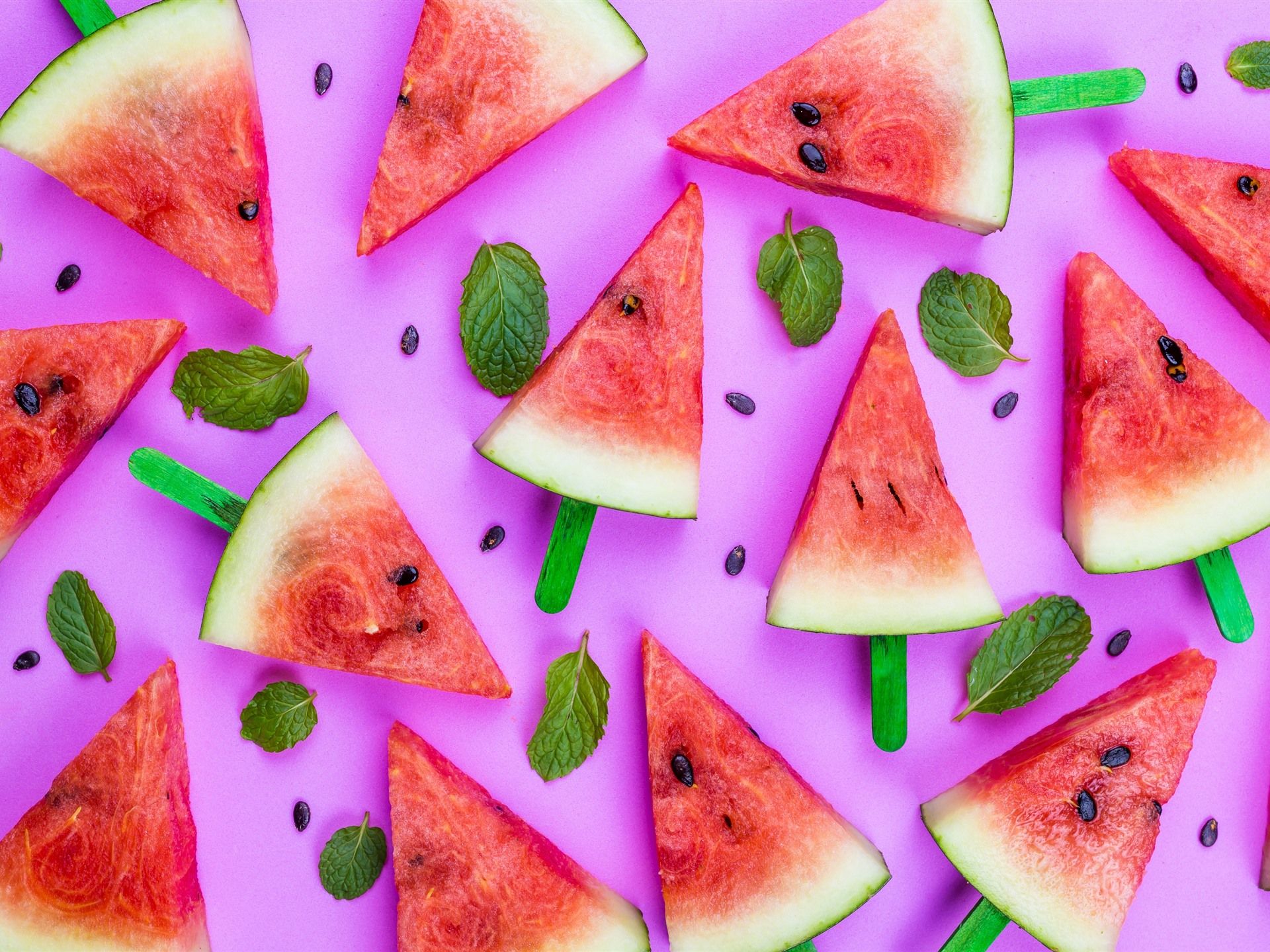 Wallpaper Some slices of watermelon, summer fruit, pink background 2880x1800 HD Picture, Image