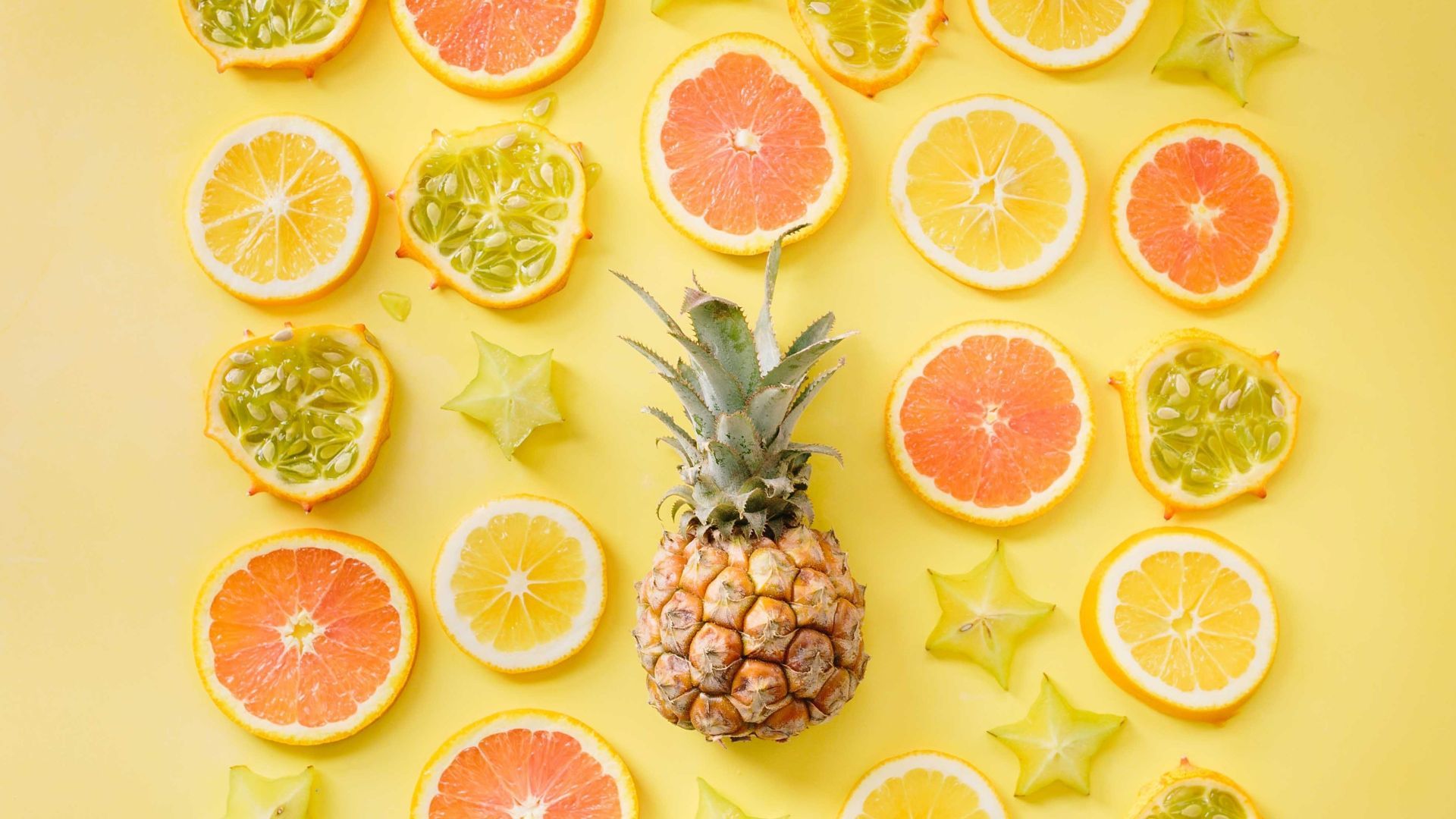 Desktop wallpaper summer, fruits' slices, citrus fruits, HD image, picture, background, dd9de1