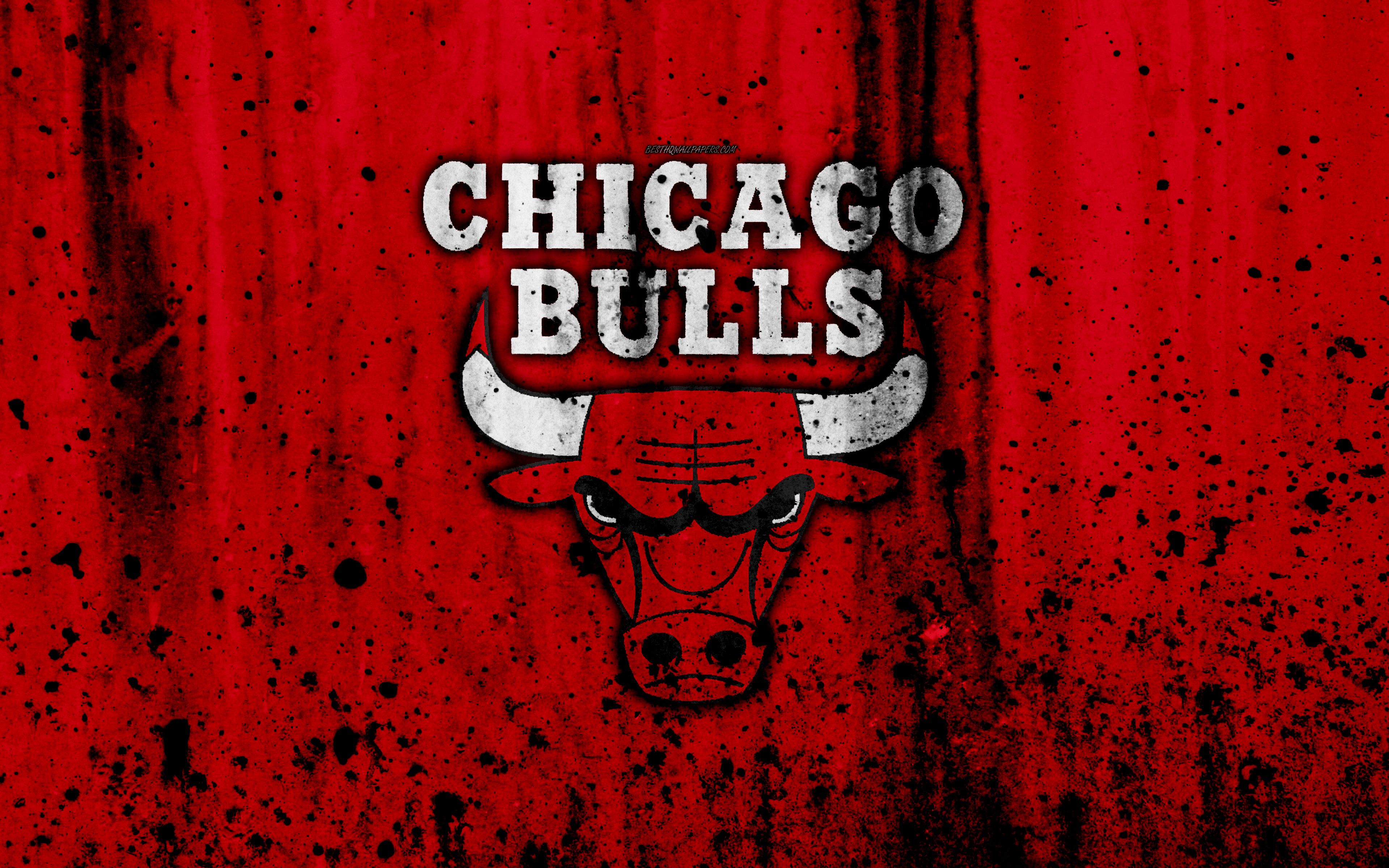 Download wallpaper Chicago Bulls, 4k, grunge, NBA, basketball club, Eastern Conference, USA, emblem, stone texture, basketball, Central Division for desktop with resolution 3840x2400. High Quality HD picture wallpaper