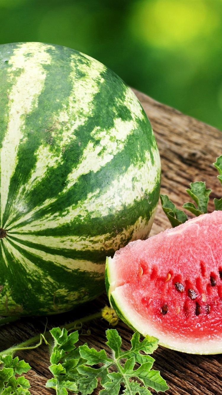Summer Fruit, Watermelon, Green Leaves 828x1792 IPhone 11 XR Wallpaper, Background, Picture, Image
