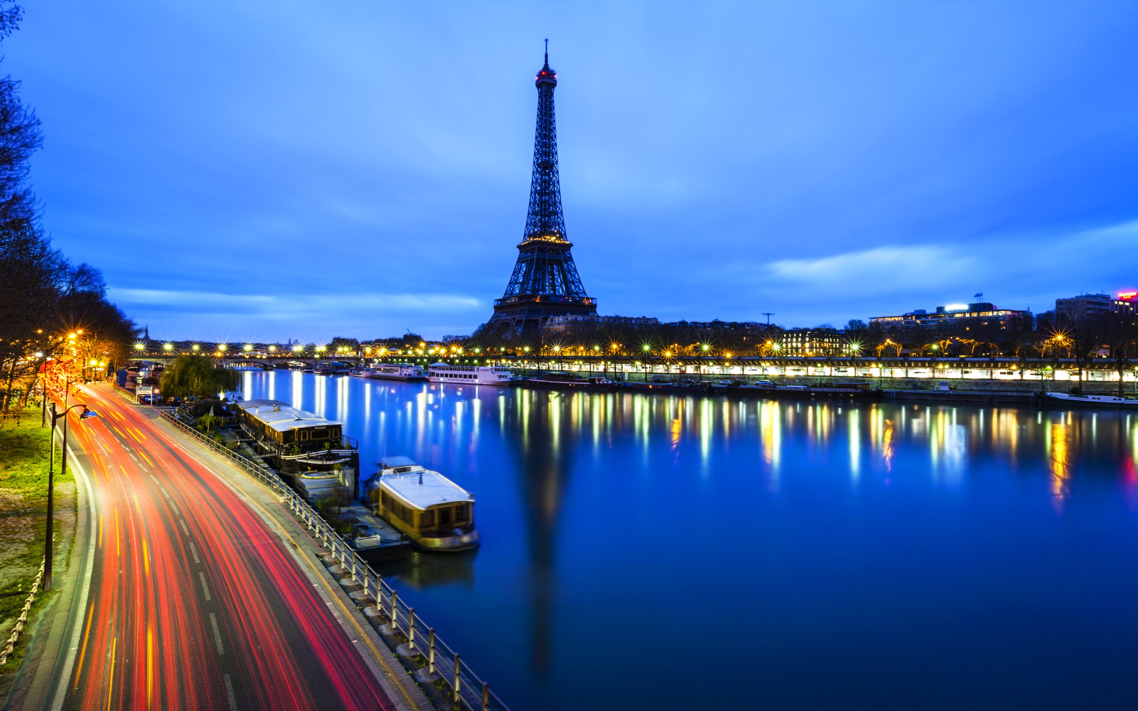 Morning In Paris France Eiffel Tower And River Seine 4k Ultra HD Desktop Wallpaper For Computers Laptop Tablet And Mobile Phones 3840х2400, Wallpaper13.com