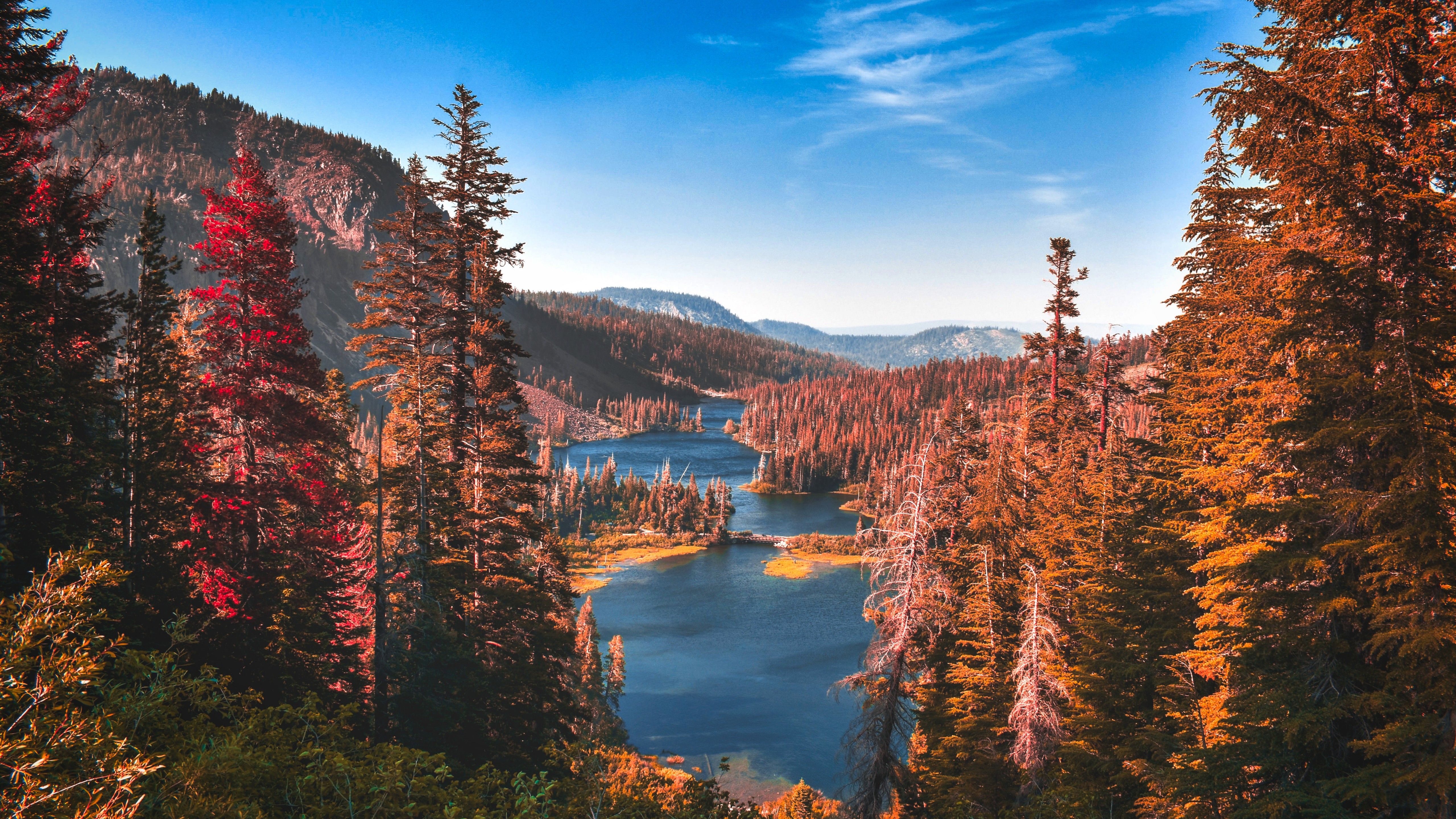 Yosemite National Park 4K Wallpaper, River, Forest, Autumn, Scenery, Landscape, Trees, Valley, Nature