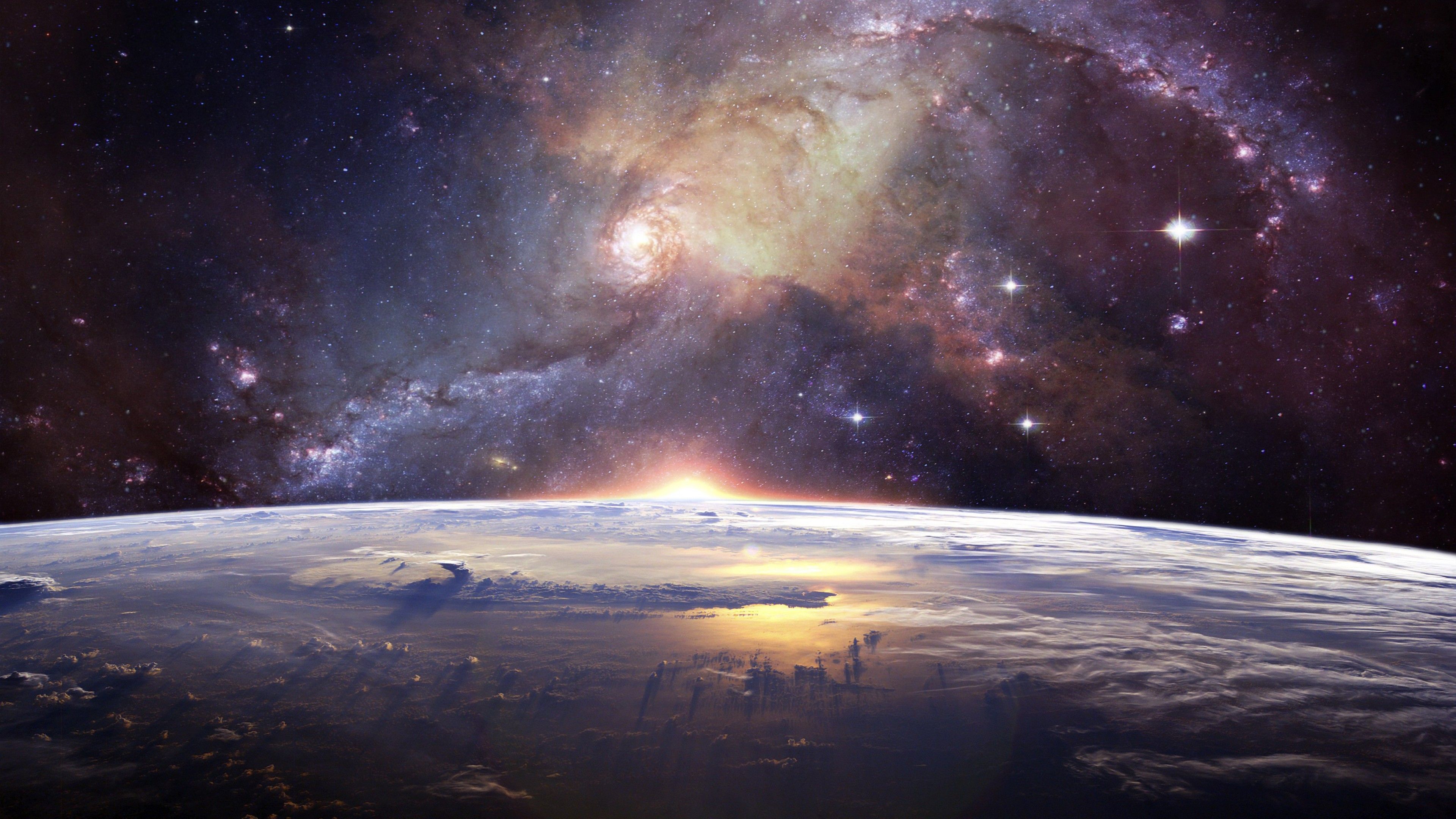 Earth Horizon Milky Way 4K Wallpaper