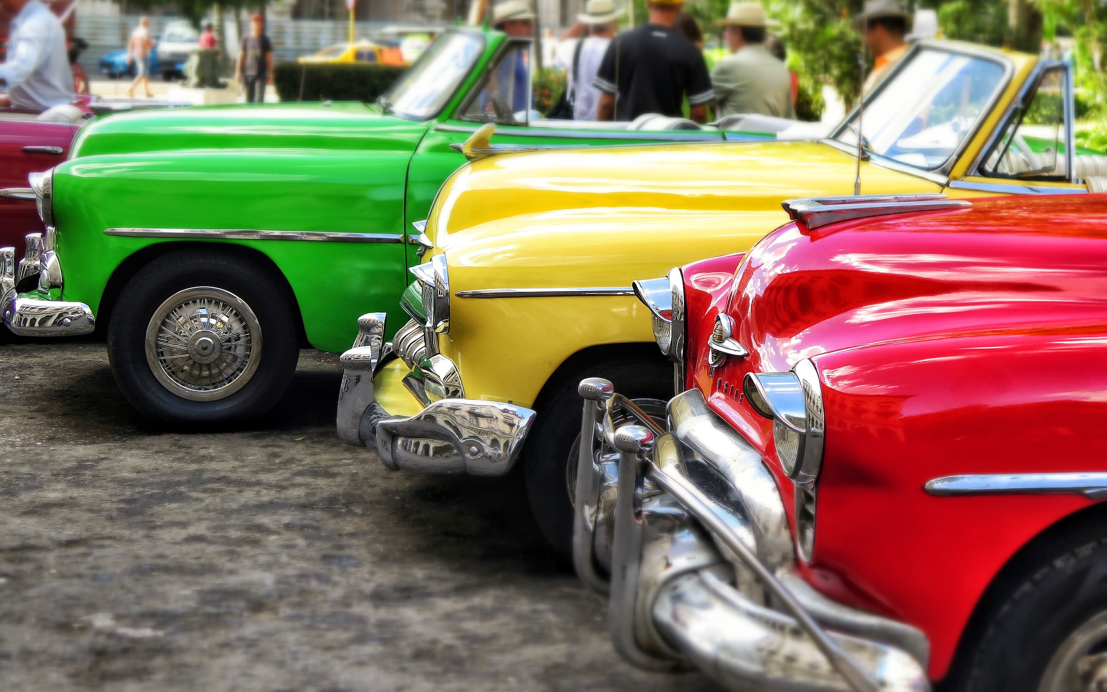 Download wallpaper Havana, vintage cars, 4k, Cuba for desktop with resolution 3840x2400. High Quality HD picture wallpaper