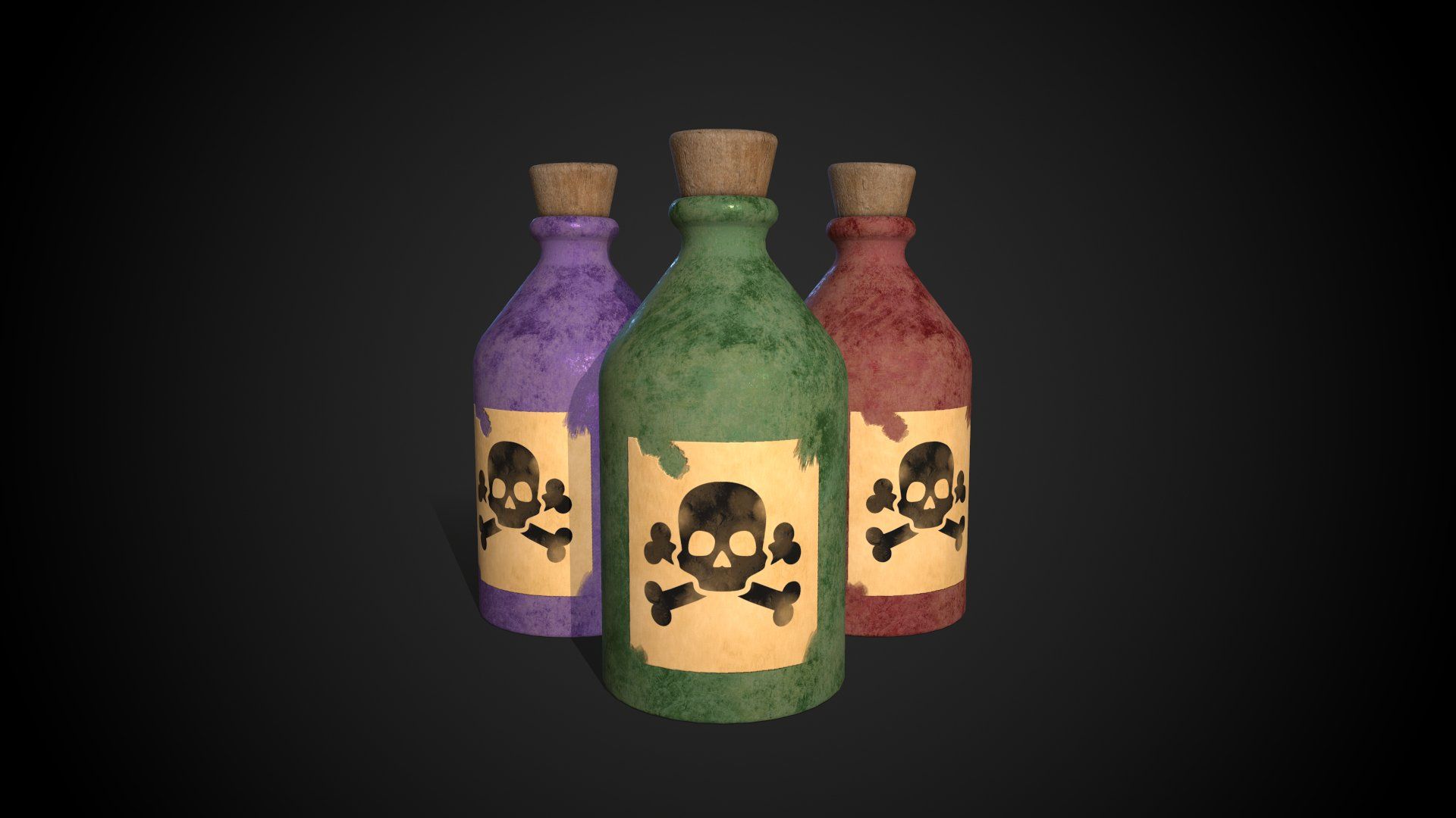 Poison Bottles 3D Model