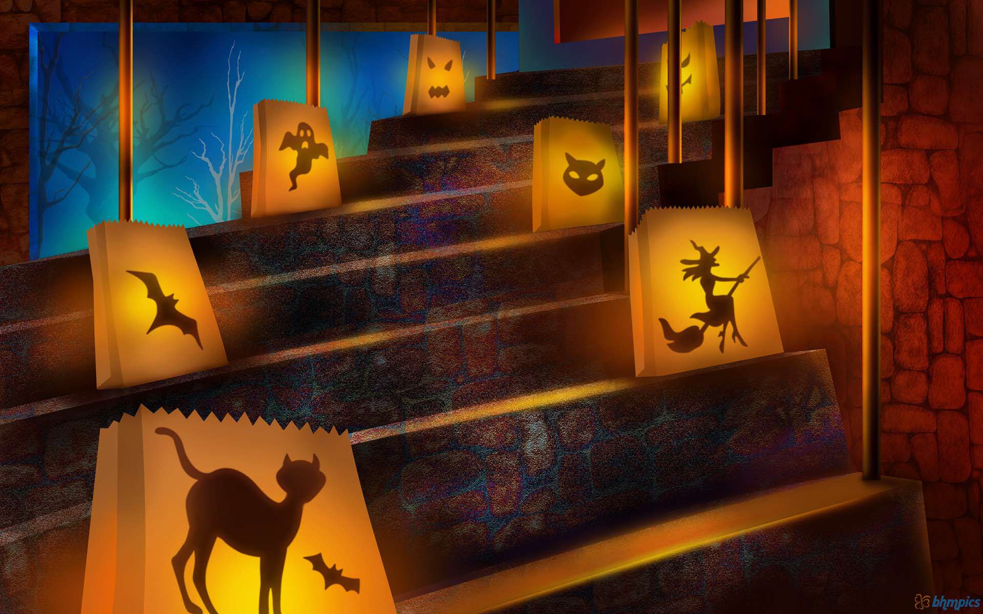 Spooky Halloween Lights HD Wallpaper for Desktop