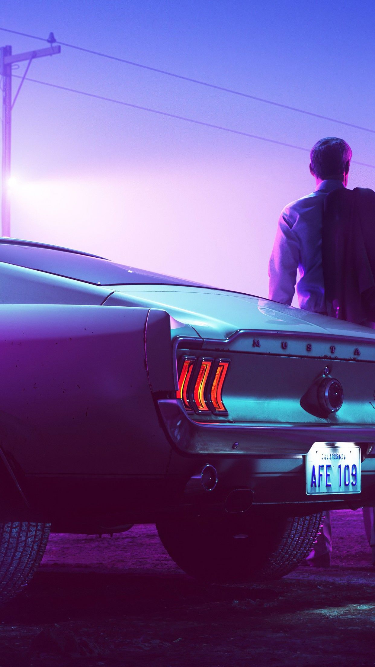 Ford Mustang GT Fastback 4K Wallpaper, Drive, Motel, Neon, 5K, Graphics CGI
