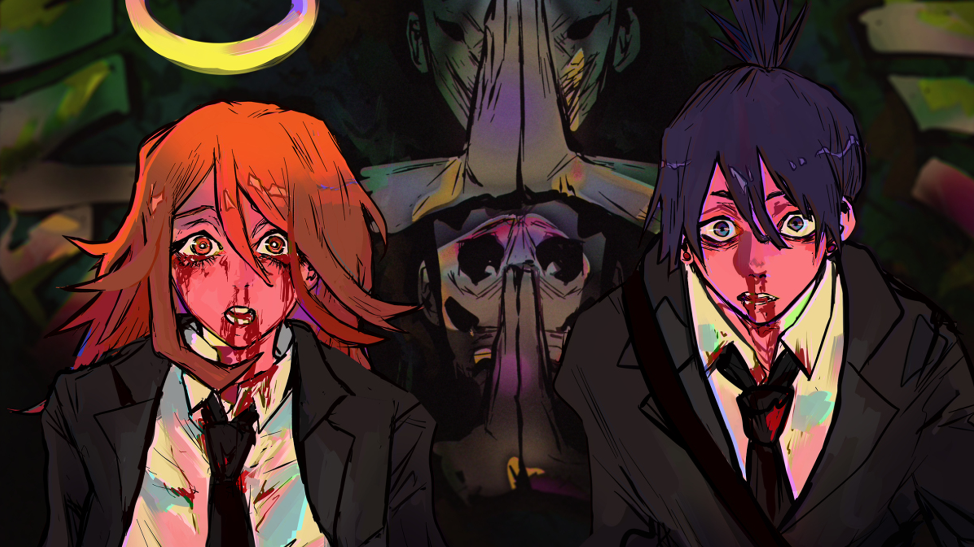 tie, Aki (Chainsaw Man), Devil, Angel Devil, artwork, manga, Chainsaw Man. Mocah HD Wallpaper