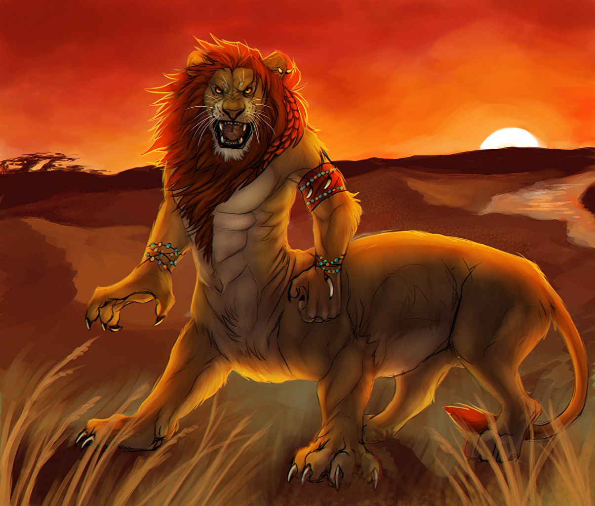 Wallpaper lion Fantasy angry Magical animals