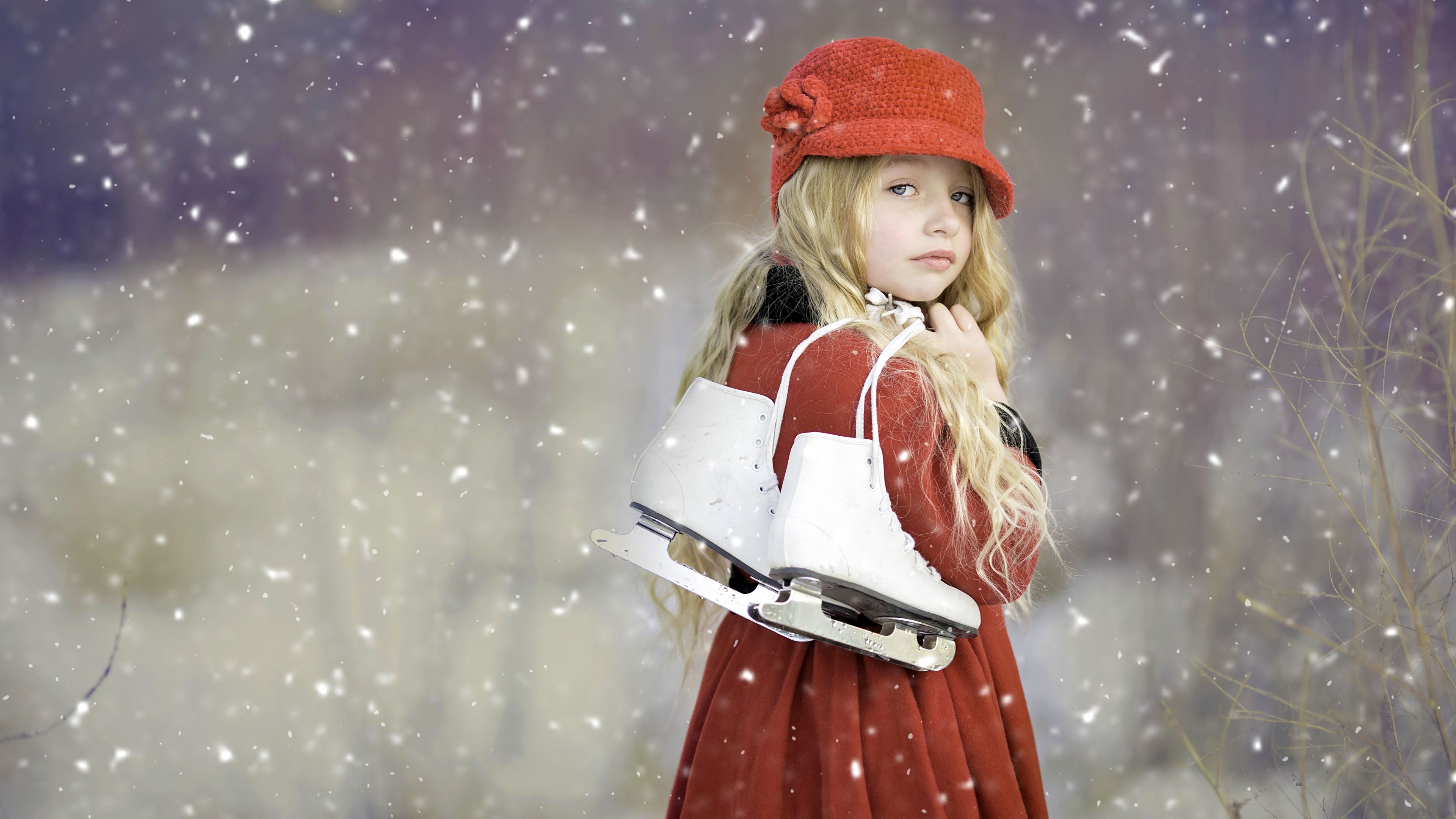 Wallpaper 4k Cute Girl Ice Skates Baby, Cute, Girl, Skates