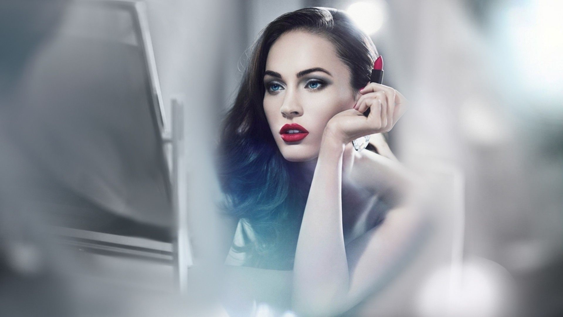 women, Red Lipstick, Blue Eyes, Megan Fox Wallpaper HD / Desktop and Mobile Background