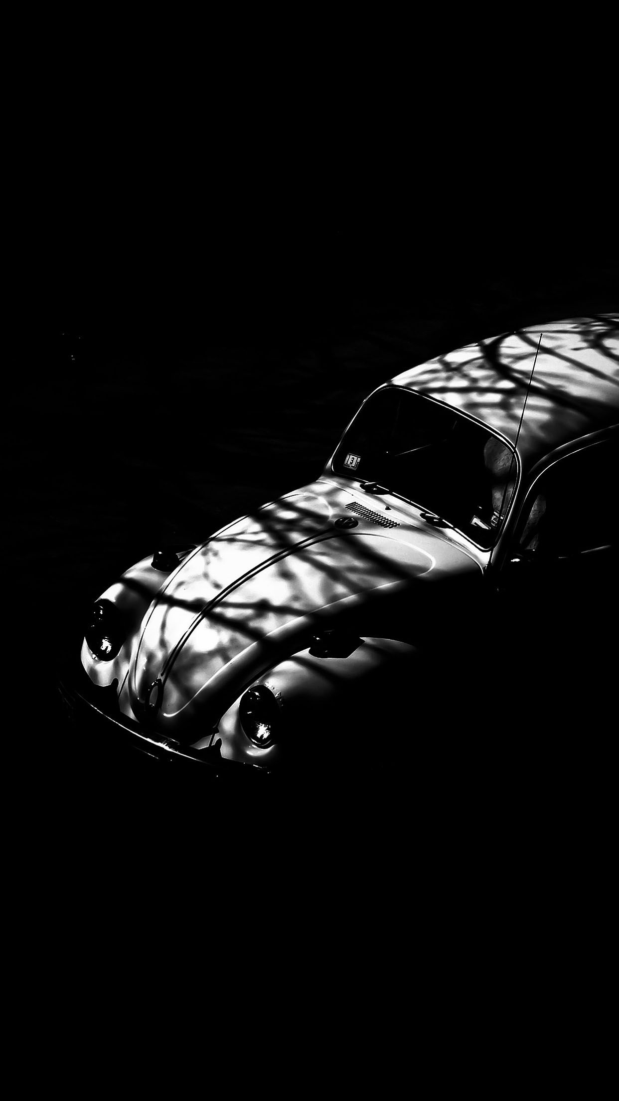 Old Volkswagen Beetle Shadows Black Android Wallpaper free download
